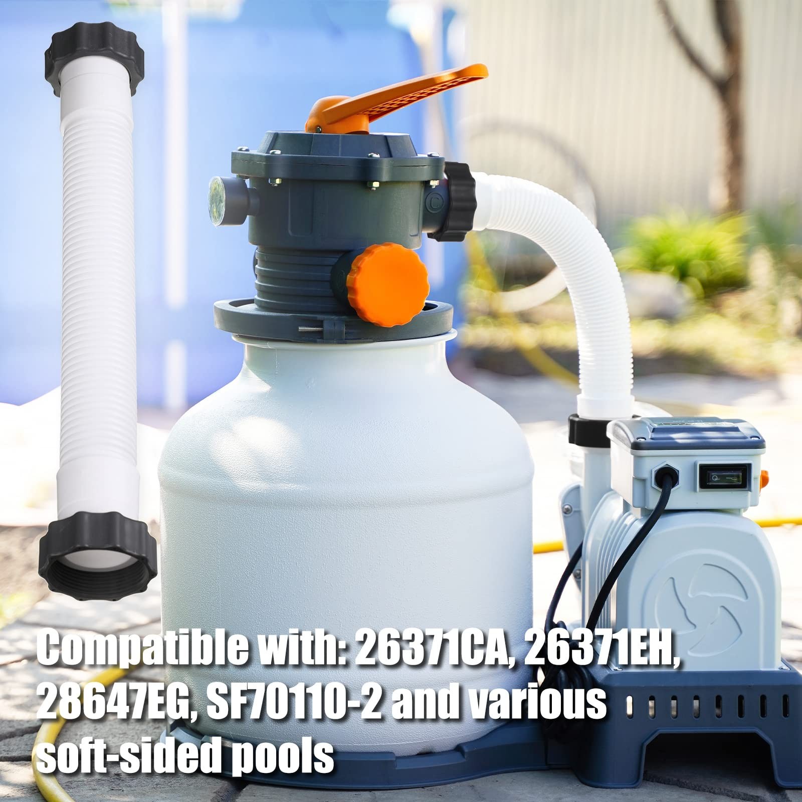 EBOOT 1 Pack 16 Inch Pool Pump Hoses for Above Ground Pools 16 inches, White