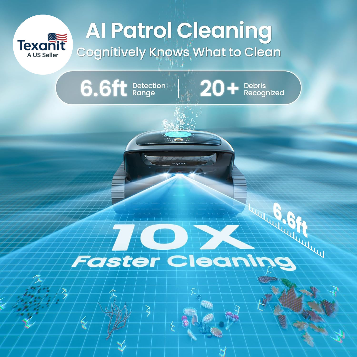 Scuba V3 AI Vision Cordless Robotic Pool Cleaner, 10X Faster Pool Cleaning with