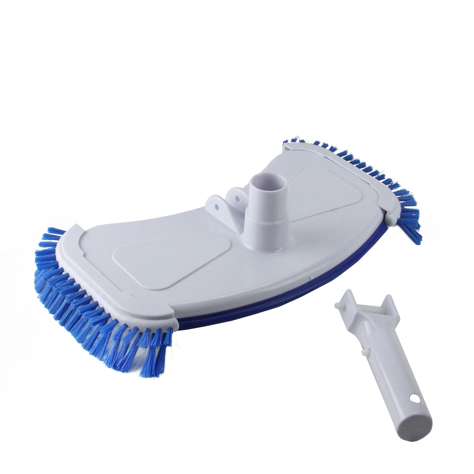 Pool Central 14IN Blue White Deluxe Cast Iron Weighted Vacuum Head Side Brushes