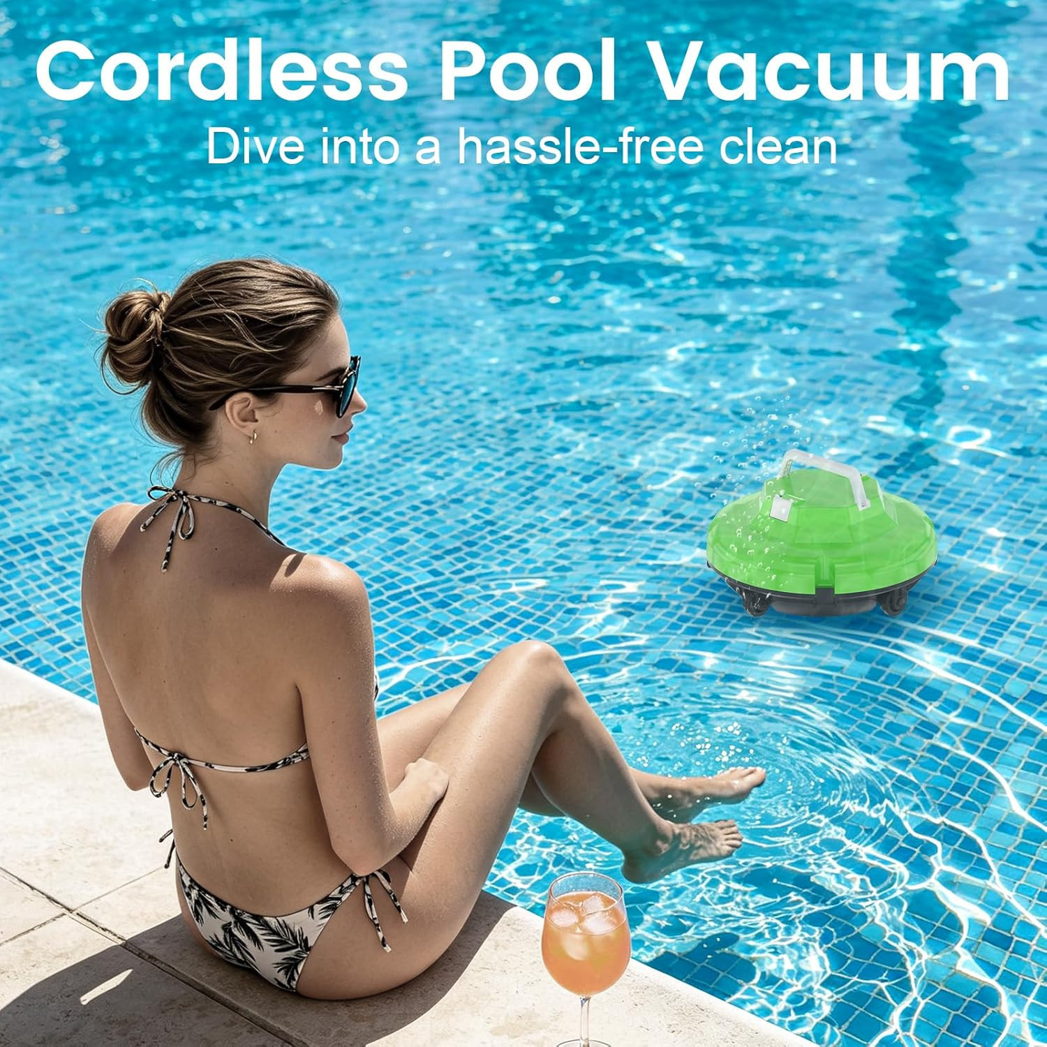 Robot Pool Vacuum for above Ground Pool, Cordless Robotic Pool Cleaner Dual Moto