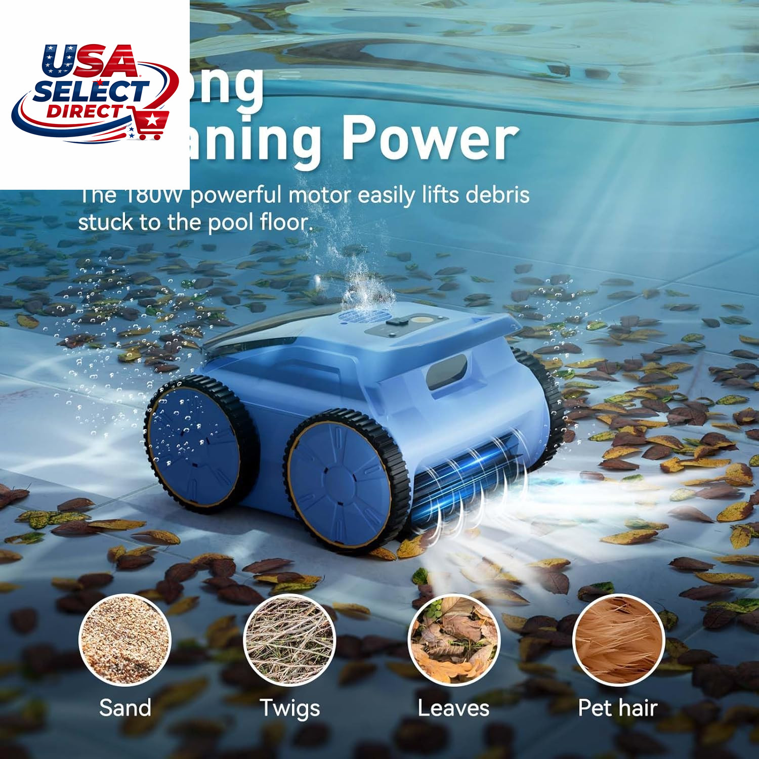 Cordless Robotic Pool Cleaner – 180 Mins Runtime, Self-Parking Vacuum