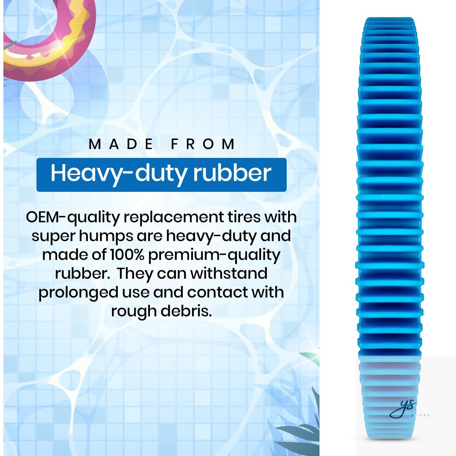 (2-Pack) Replacement Tires with Super Hump Replacement Compatible with Poolverg