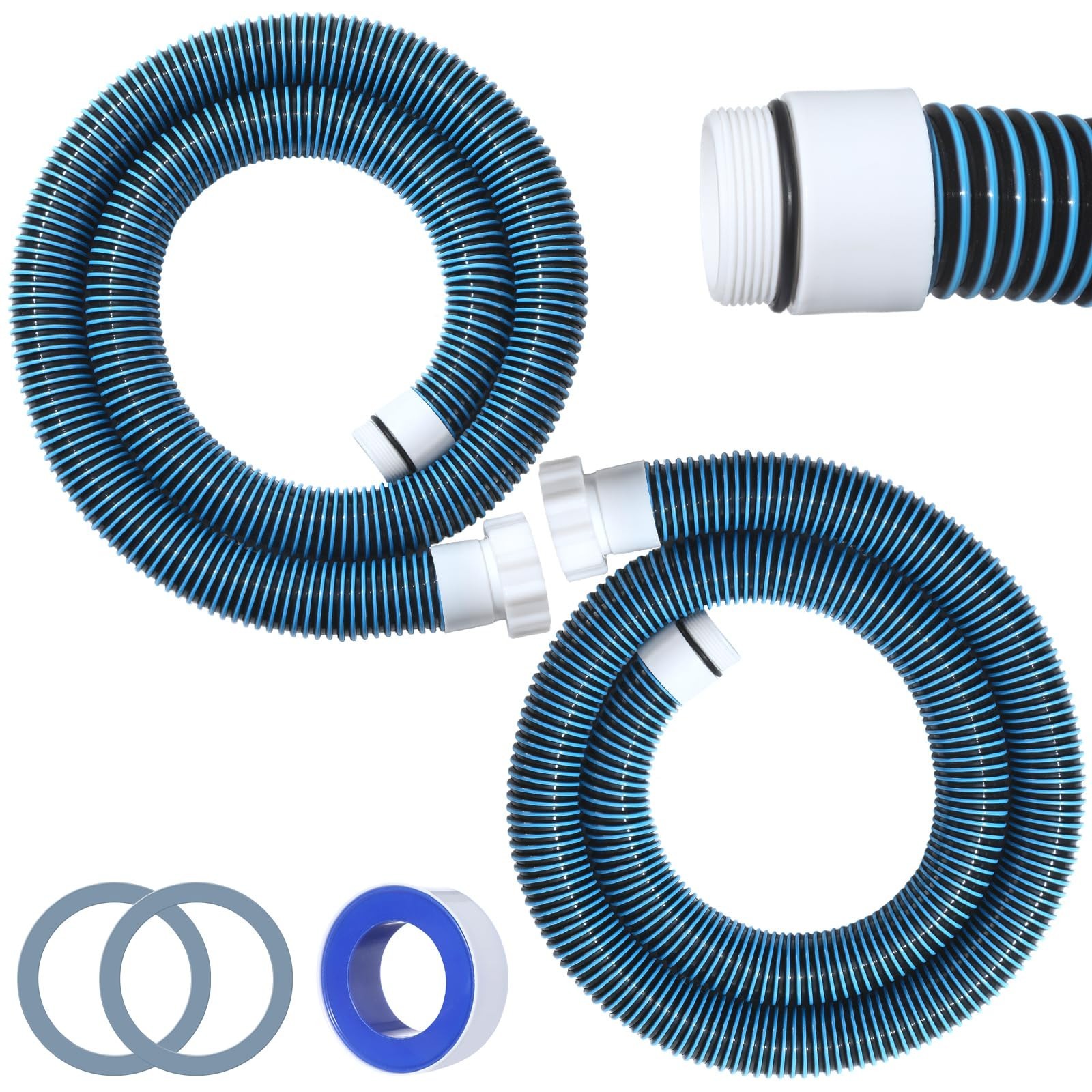 2-Pack 1.5&Prime; 6ft EVA Pool Hoses for Above Ground Filter Connection – Heavy Duty
