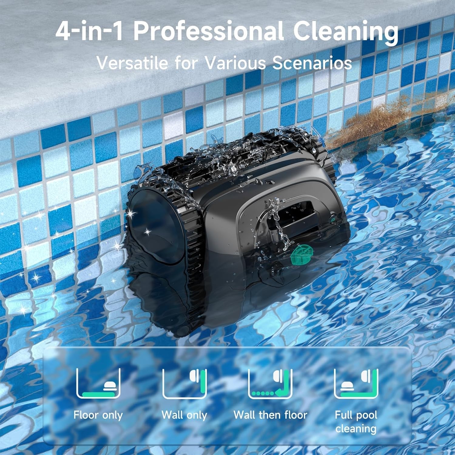 WYBOT C1 Wall Climb Robotic Pool Cleaner Cordless Pool Vacuum for In ground Pool
