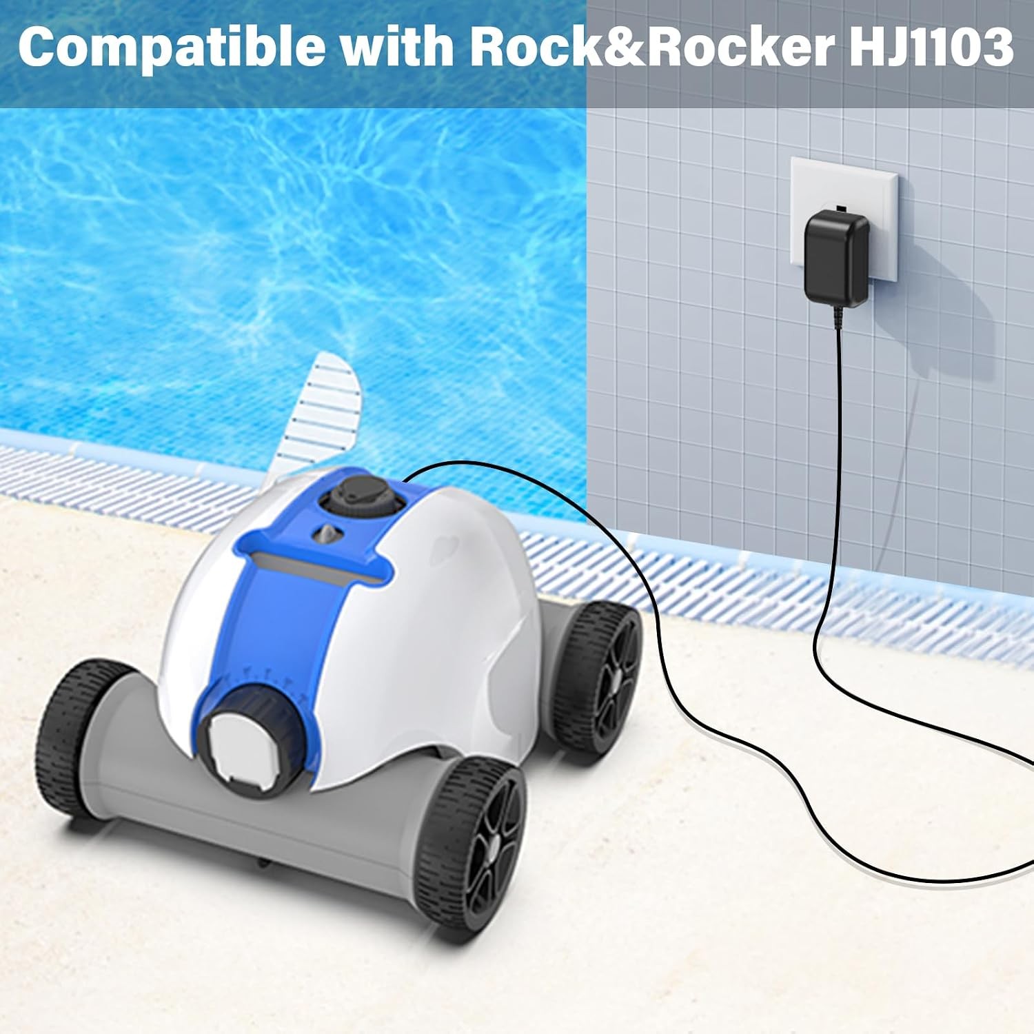 12.6V 1A Pool Vacuum Charger for Cordless Robotic Cleaners, Power Adapter