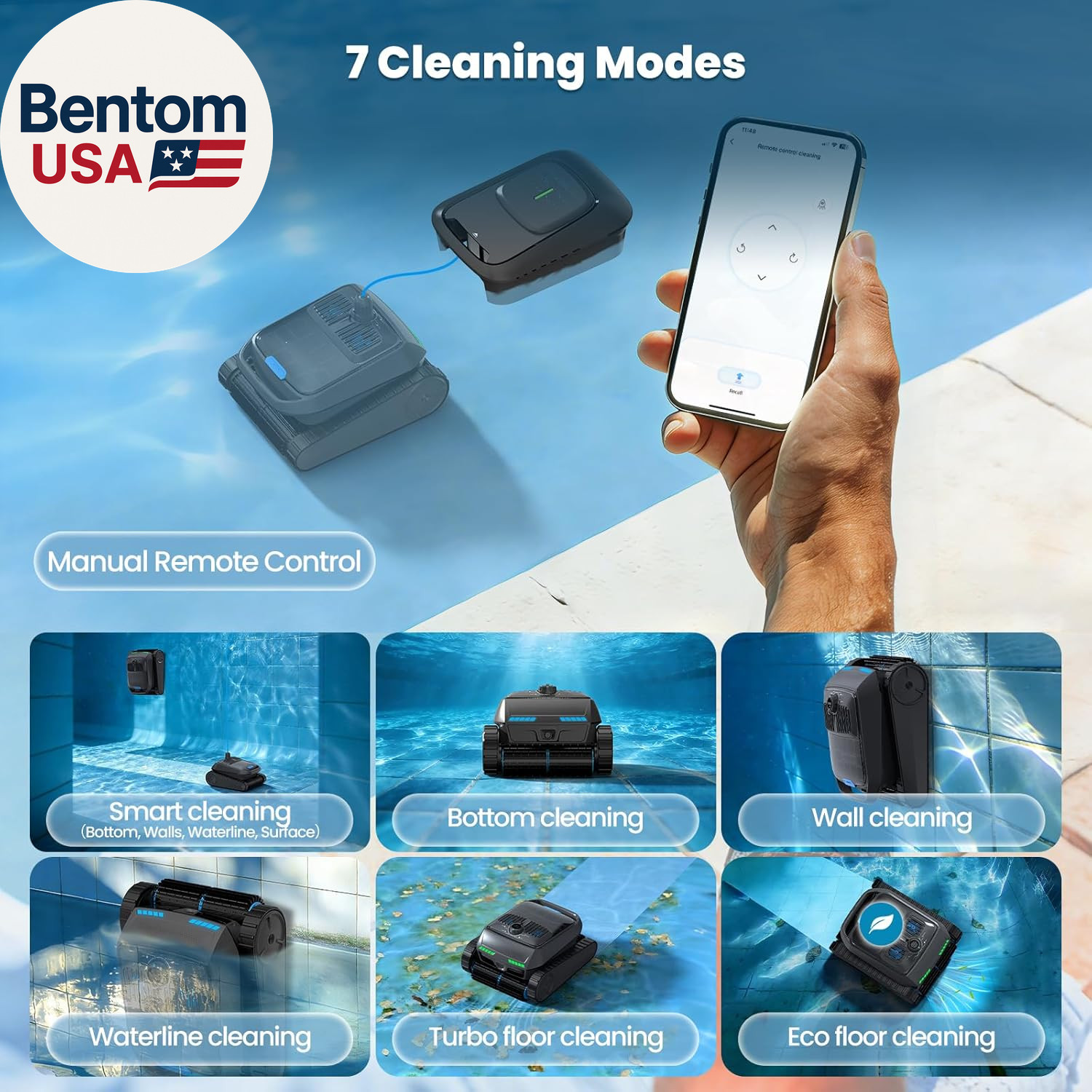 PC200 Robotic Pool Cleaner, Cordless Pool Vacuum Robot for Inground & above Grou