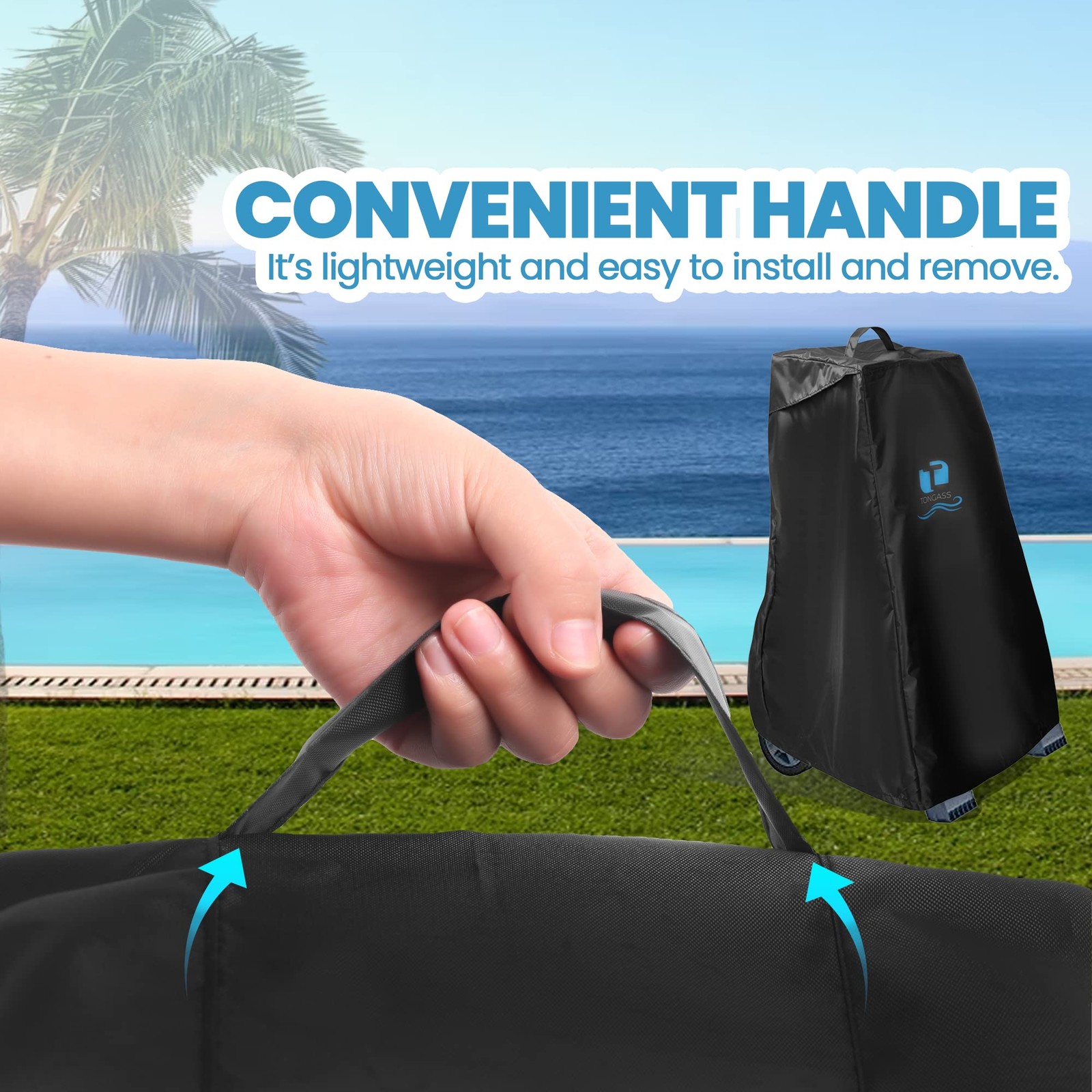 TonGass Swimming Pool Cleaner Cover 2&rsquo;2&Prime; x 1&rsquo;10 » (Rectangular), Black