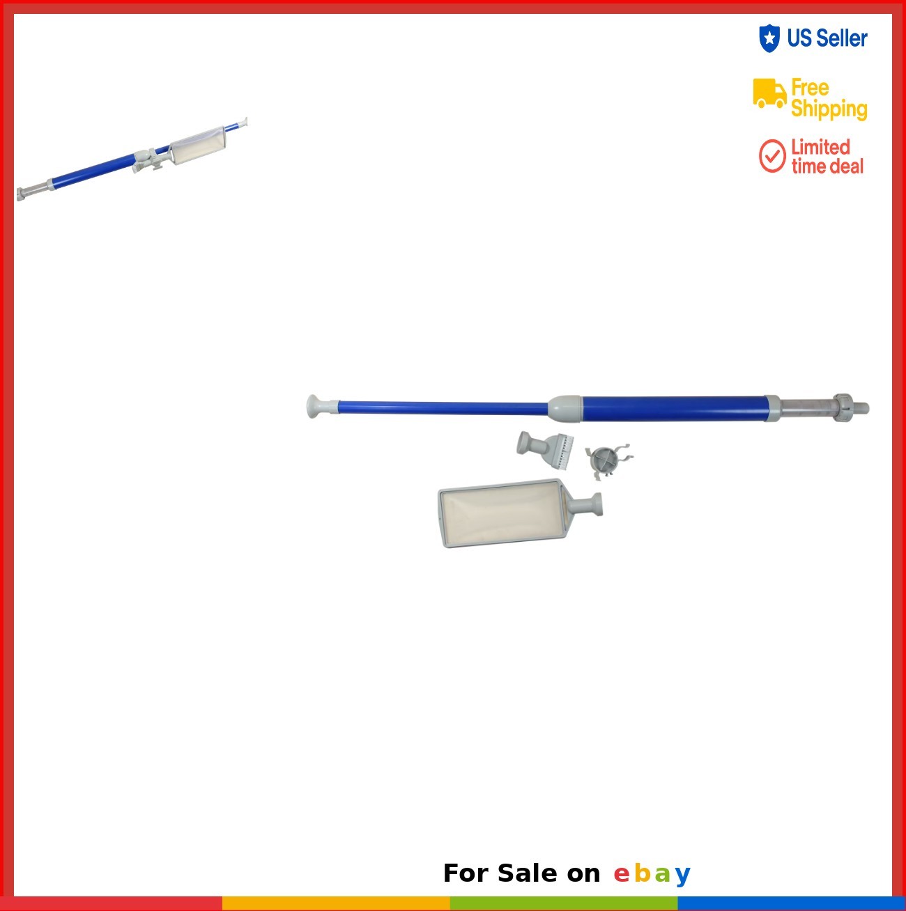 Pool Vacuum Maintenance Kit 6 Piece 75 Inch Leaf Skimmer Wall Brush Pool Spa