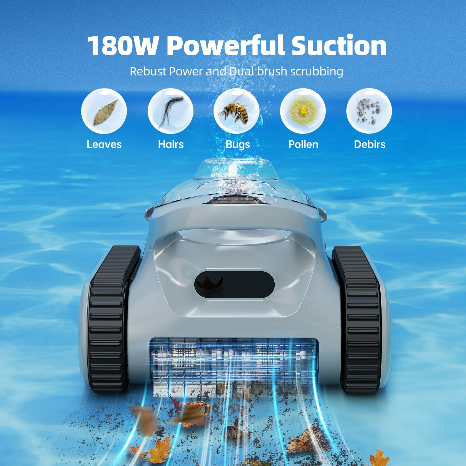 Robotic Pool Cleaner Pool Vacuum Cordless Wall Climbing for Above Inground Pools