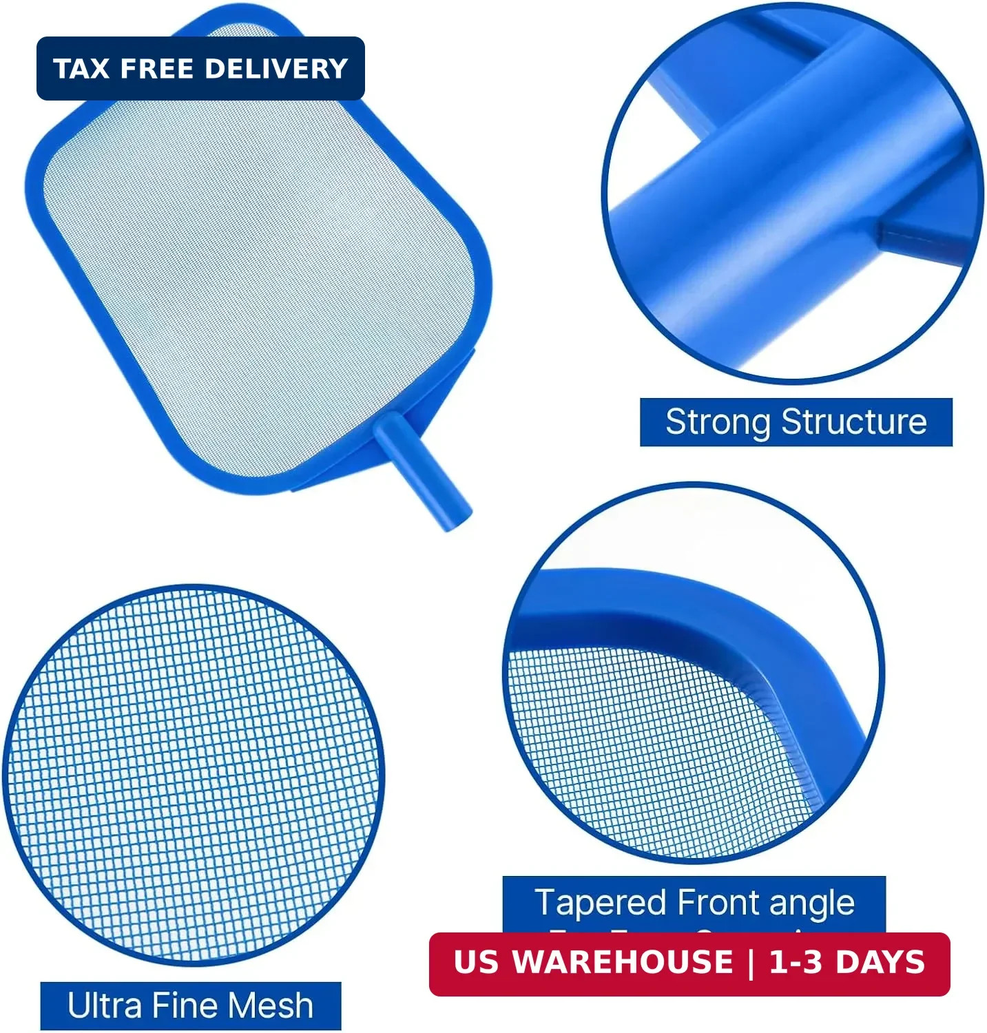 Pool Net – Pool Skimmer Net with 5 Section Detachable Poles, 22.2 »- 59.1 », Ski