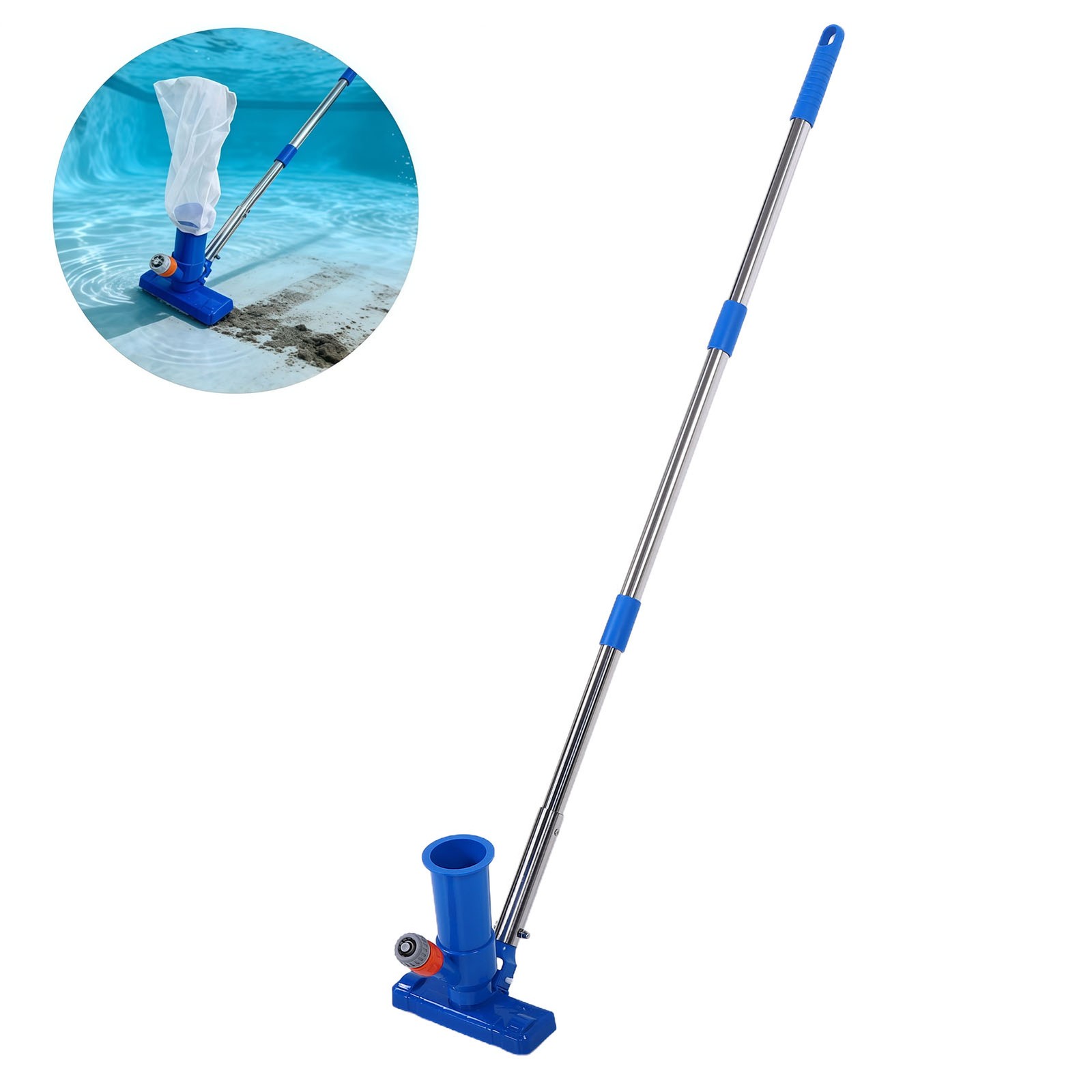 Handheld Pool Jet Cleaner With 6 Section Extension Pole For Above Ground Pools