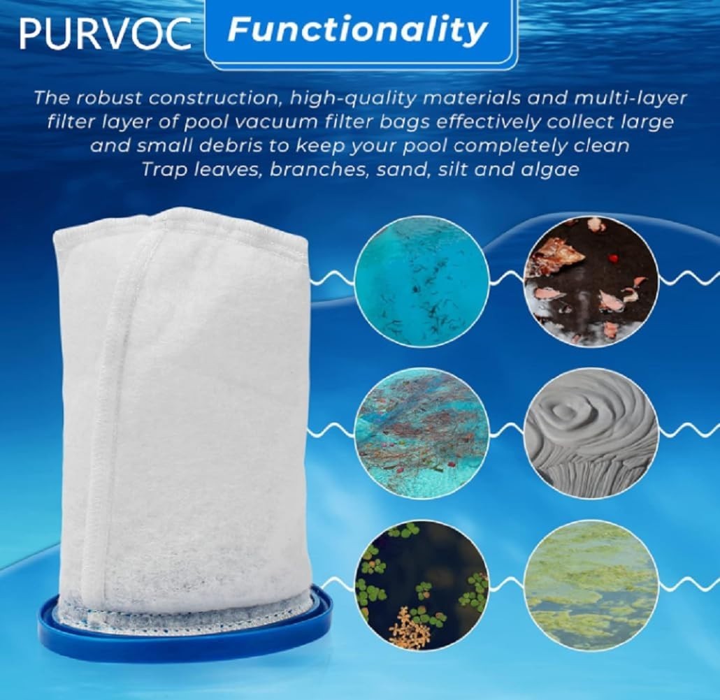 Multilayer Filter Bag for Pool Vacuums 4.25 x 2 x 1.5 Inches Nylon Material