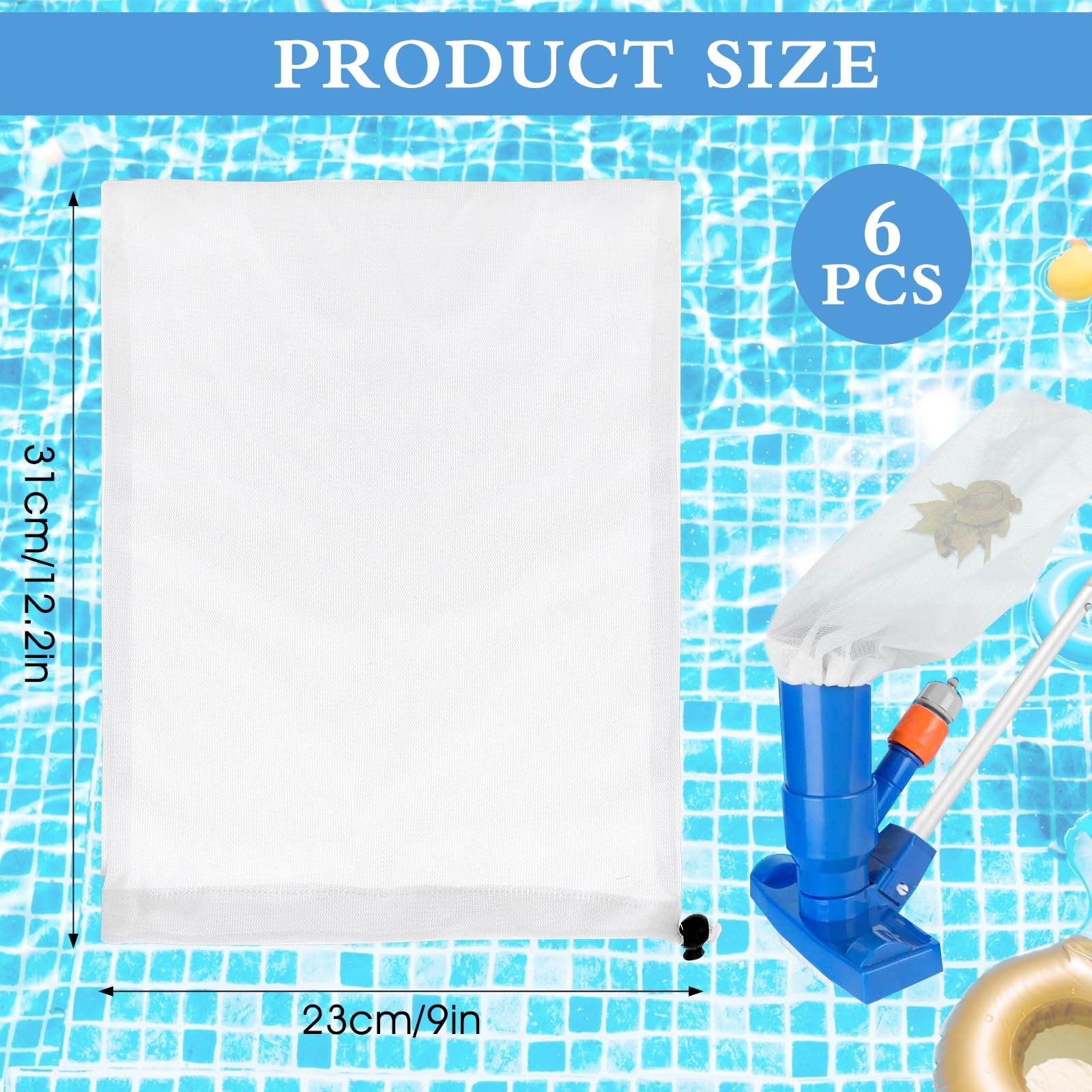 PEOVLVN 6 Pcs Replacement Mesh Bag – 9 x 12.2 Inch Pool Leaf Vacuum Net white