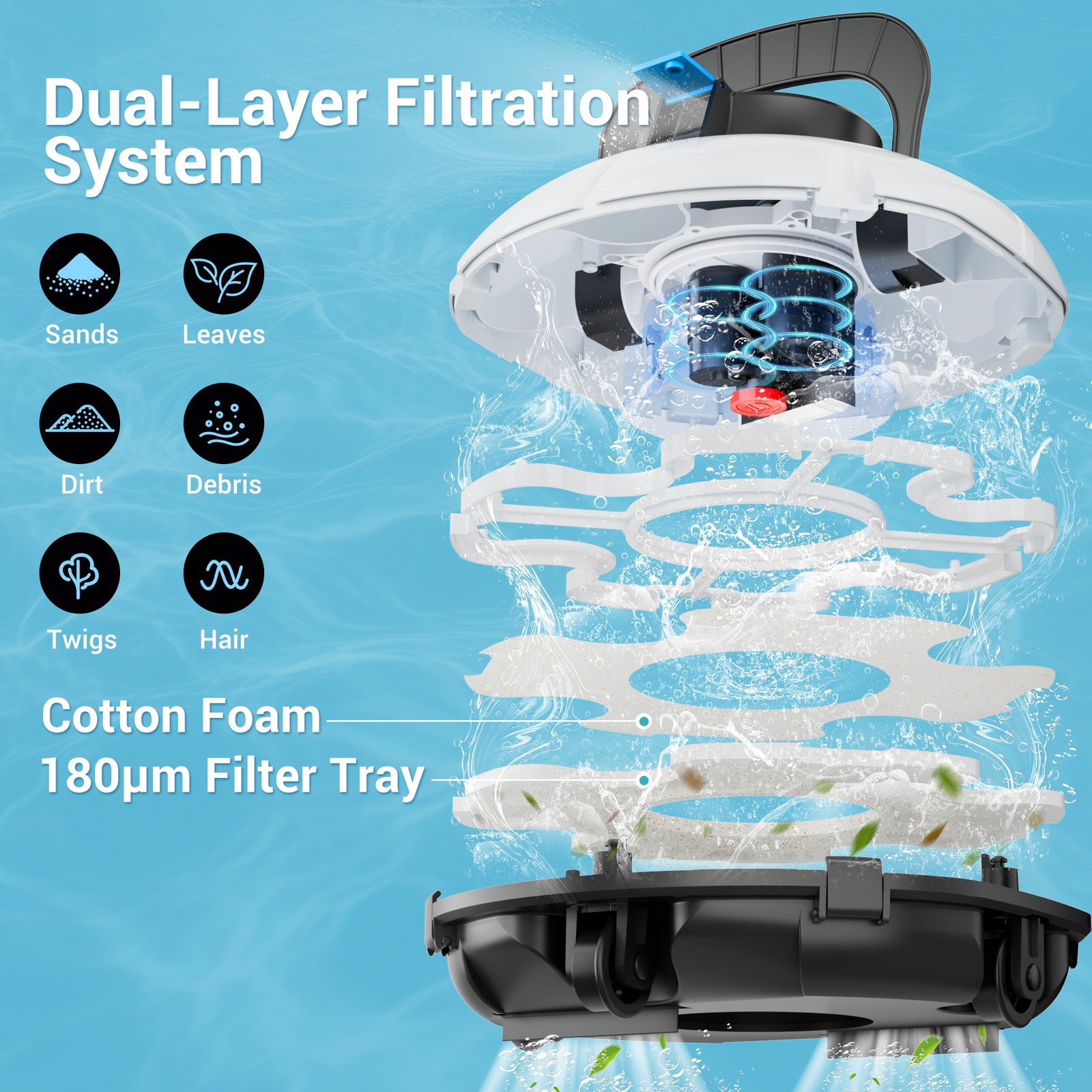 Winny Pool Cleaner vacuums Robotic Cordless Pool Robot for Above Ground Pools