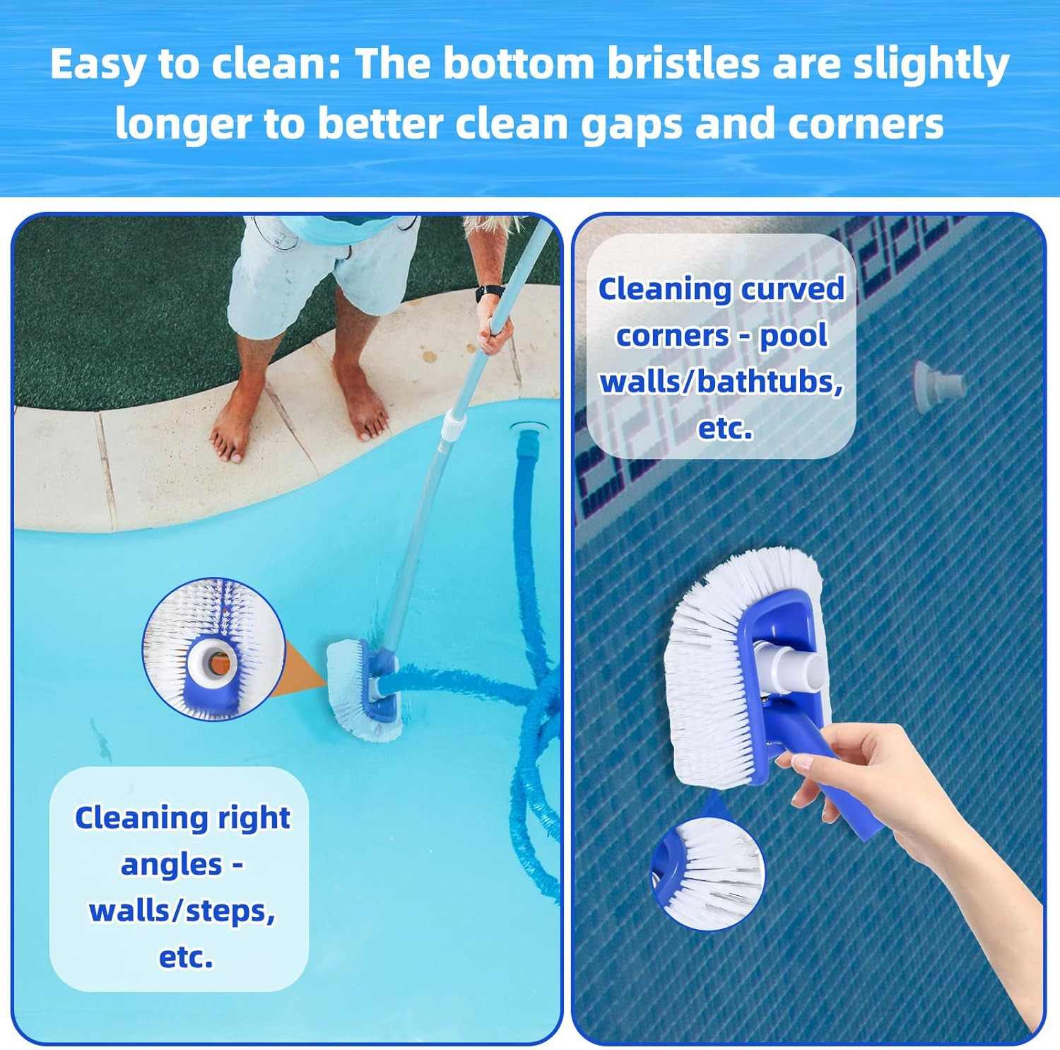 Pool Brush Head with Pool Vacuum Head for Inground & above Ground Pools, roun…