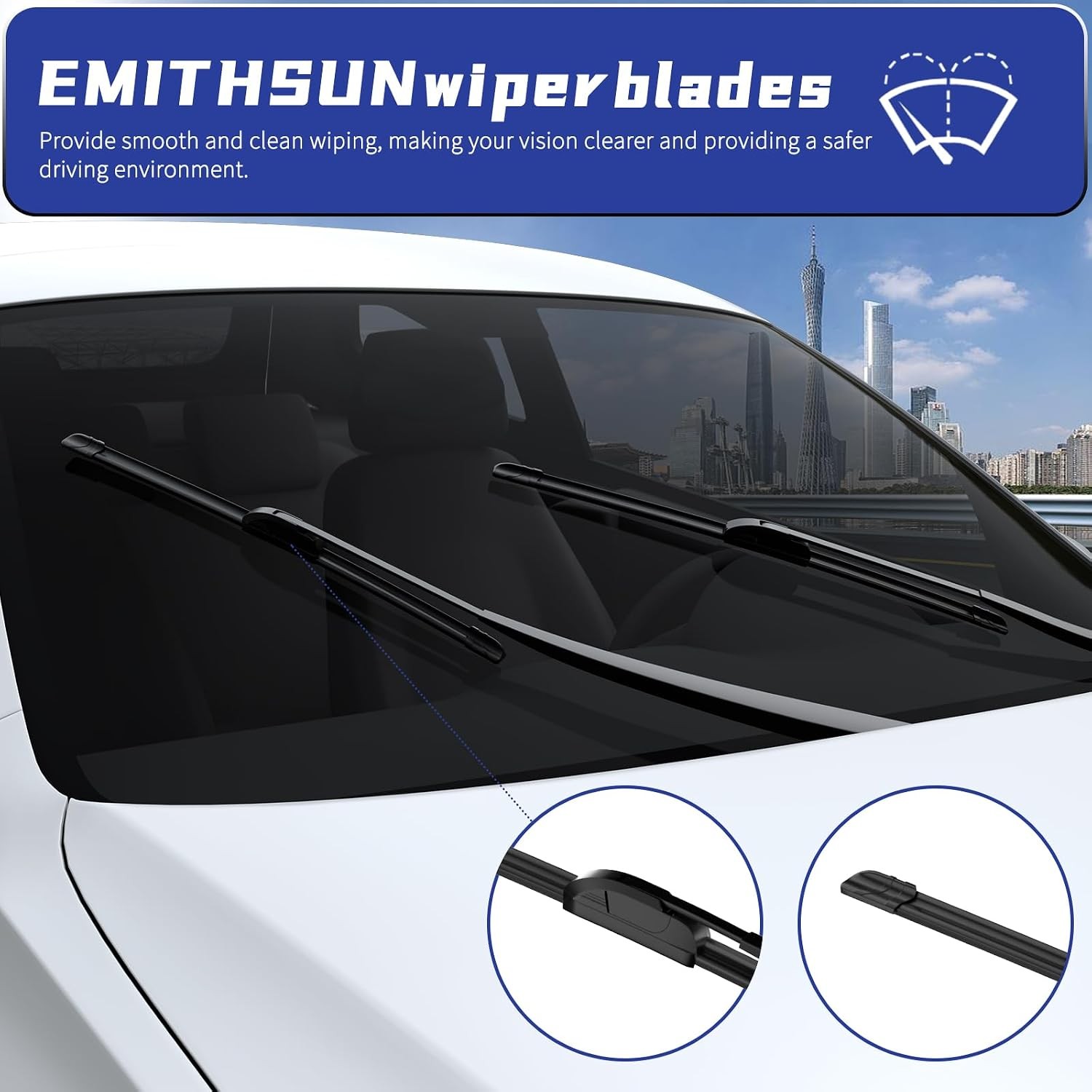 OEM QUALITY 26&Prime; + 22&Prime; Premium All-Seasons Stable And Quiet Windshield Wiper Blad