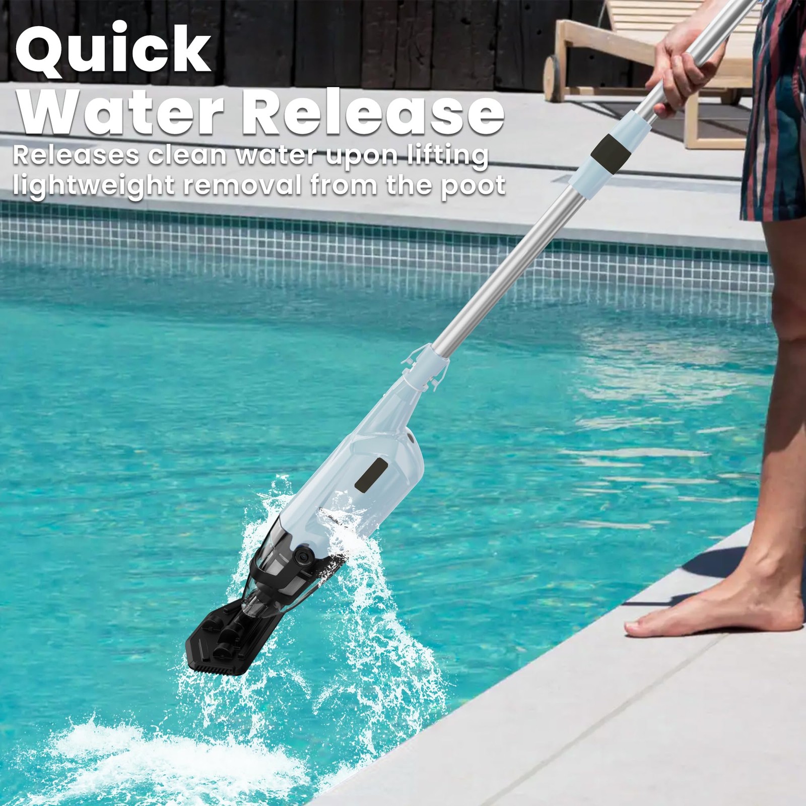 Cordless Pool Vacuum, 60-Min Runtime Rechargeable Pool Cleaner for Above Grou…