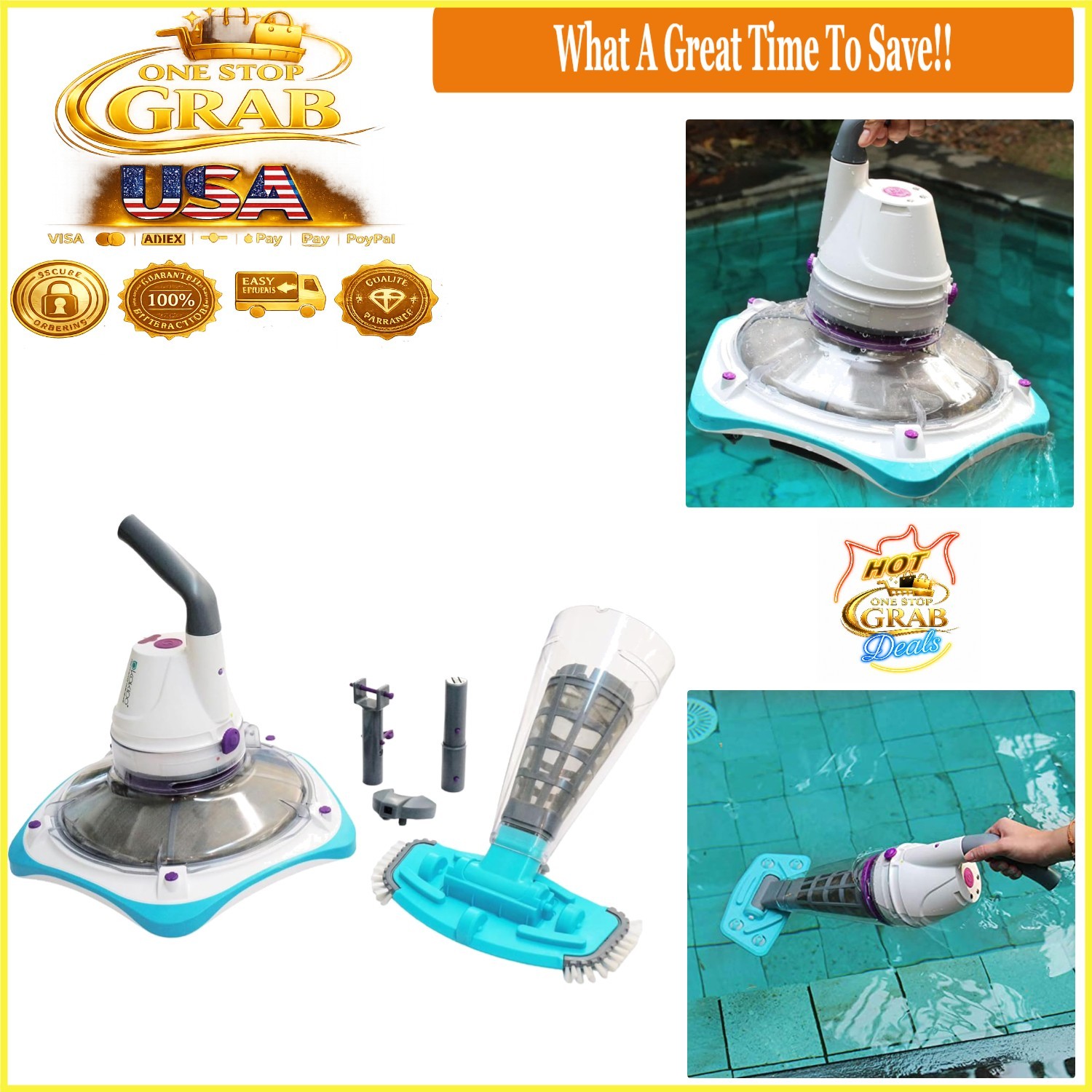 Telsa 85 Rechargeable Pool Vacuum Cleaner Set Handheld 11.1V Lithium-ion