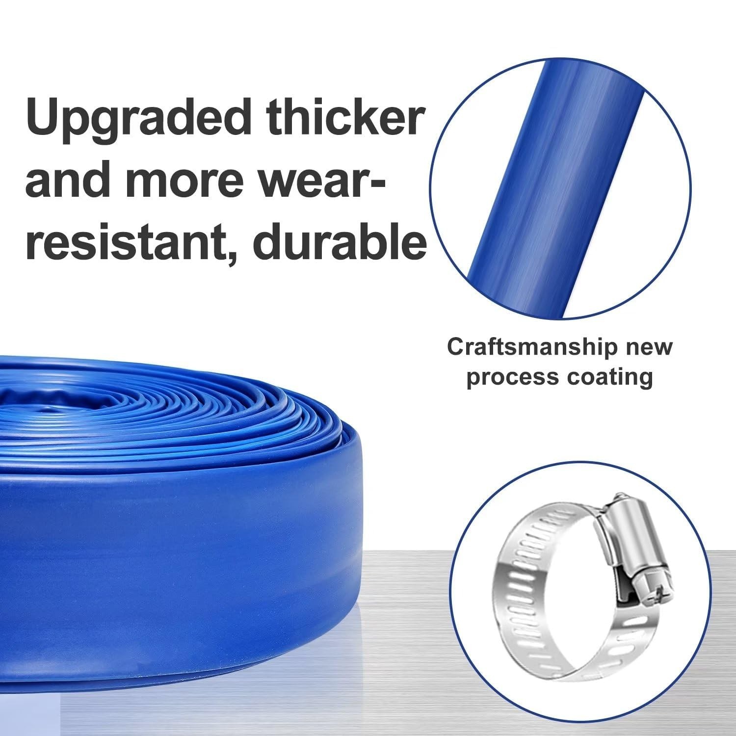 YASHINE PVC Drain HOSE 2&Prime;*100ft, Pool Backwash Hose, Heavy 2&Prime;*100FT, Blue