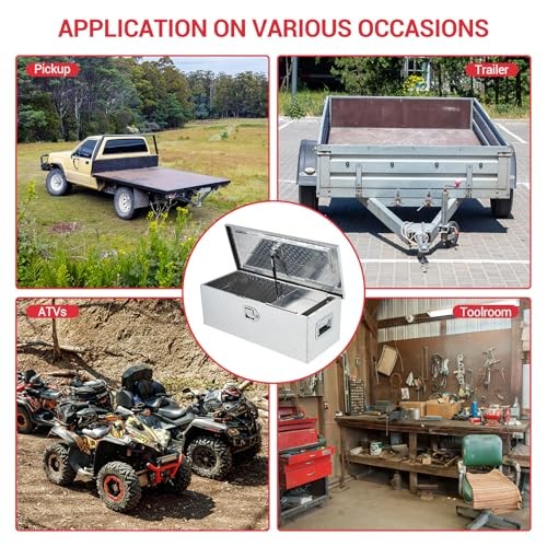 30 Inch Truck Bed Tool Box, Heavy Duty Aluminum Pickup Tool 30x13x10&Prime; Silver