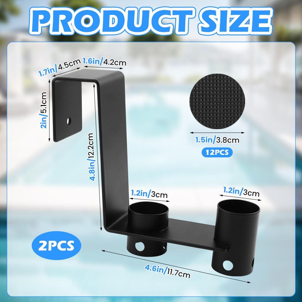 2Pcs Pool Fence Hooks, Adjustable Pool Tool Organizer for Hanging Pools Clean…