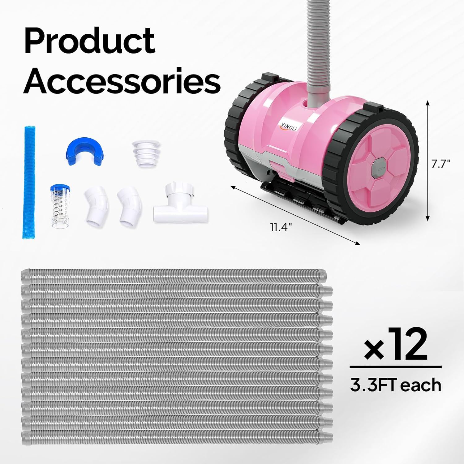 (2025 Upgrade) Automatic Suction-Side Pool Vacuum Cleaner, Powerful Wall-Climbi