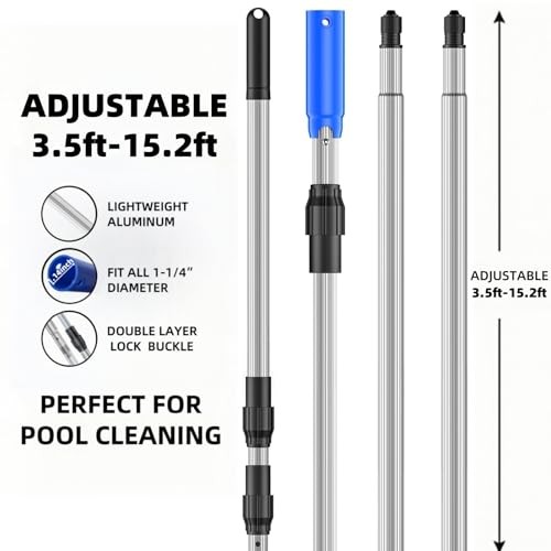 TOPDING & HZ Professional15.2 Foot Pool Pole Telescoping Swimming Pool 15.2ft