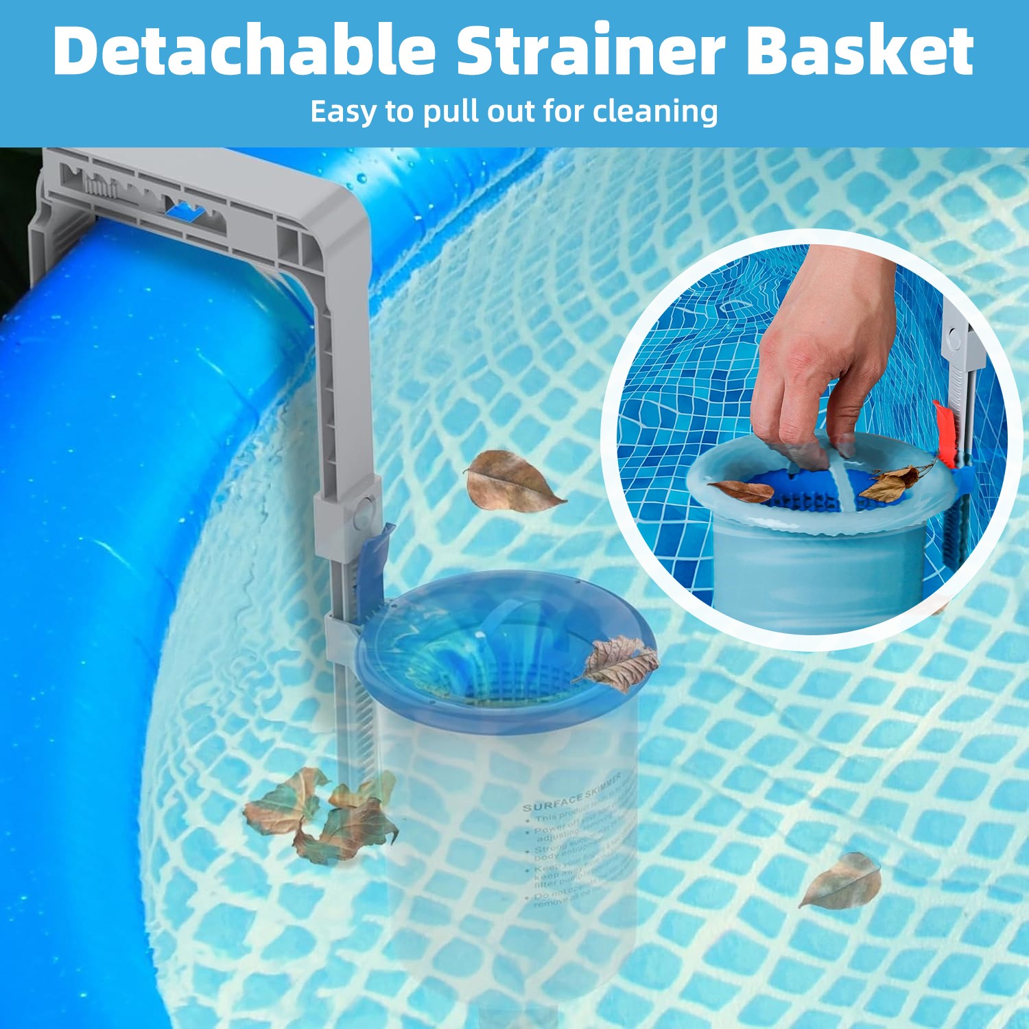 Adjustable Clip Hanging Pool Debris Filter–For Above Ground Floating Dirt&Leaves
