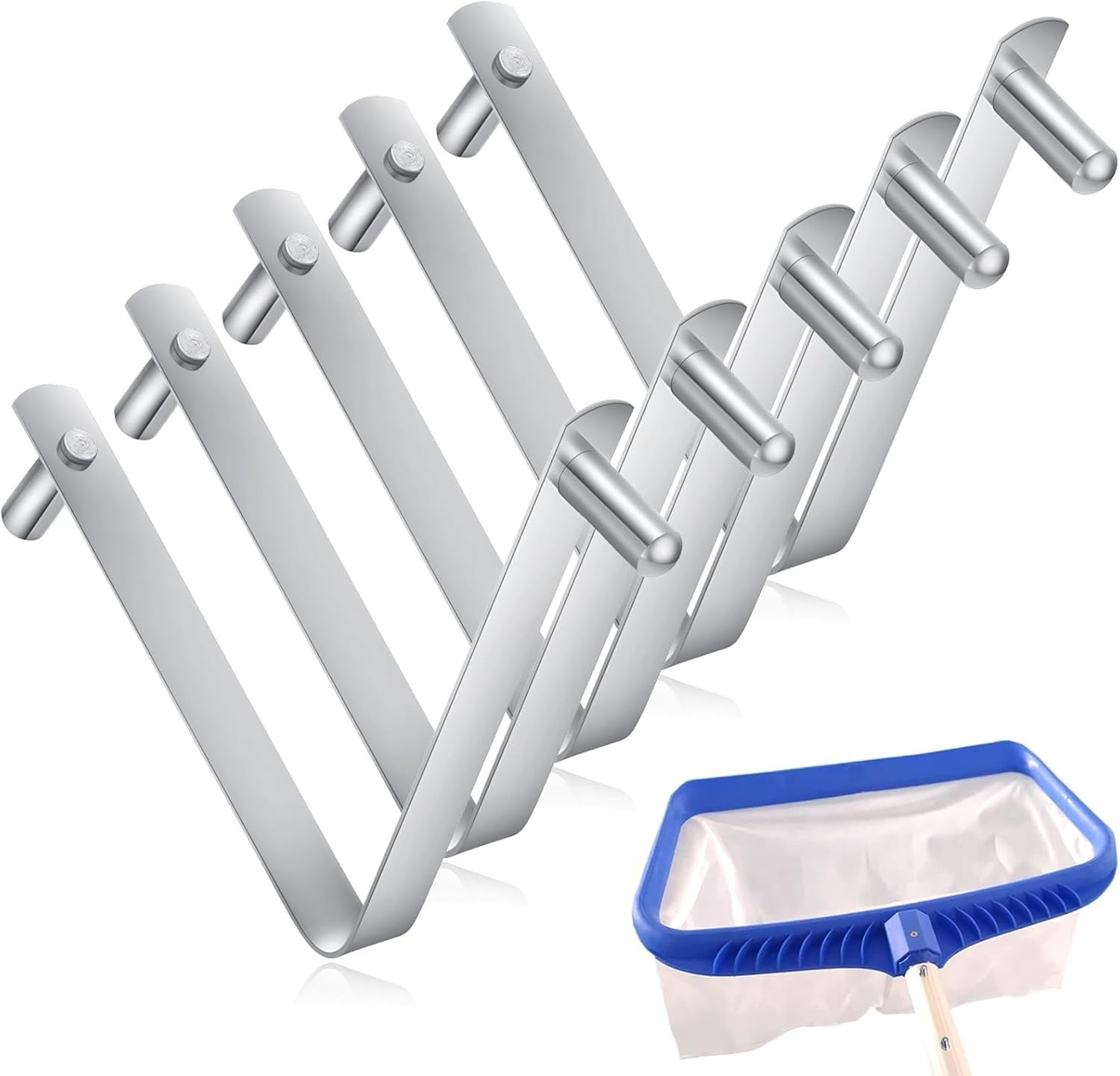 5PCS Pool Pole Clips, V-Shaped Stainless Steel Brush Clips