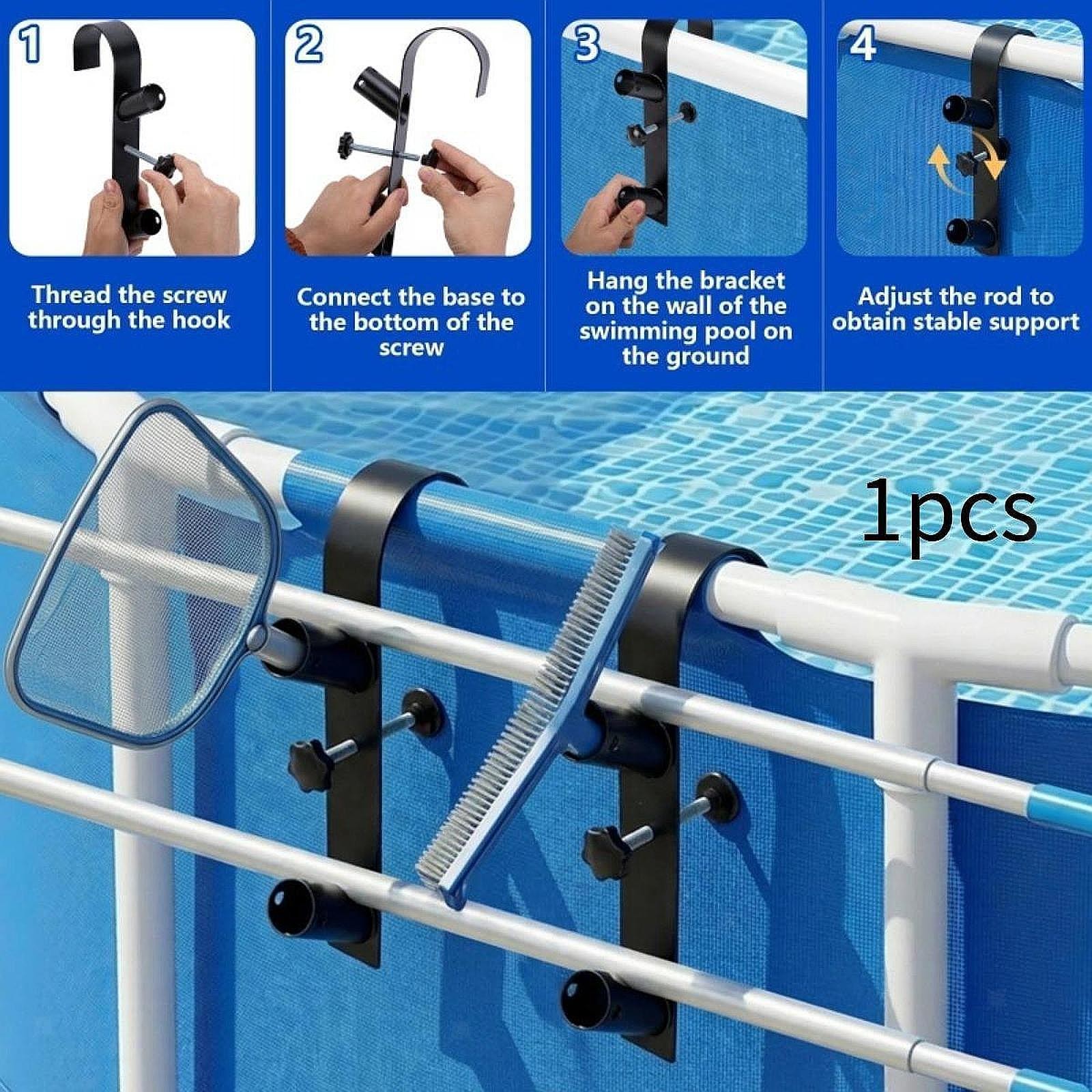 Swimming Pool Pole Hanger Adjustable Lightweight Compact Portable Metal Tool