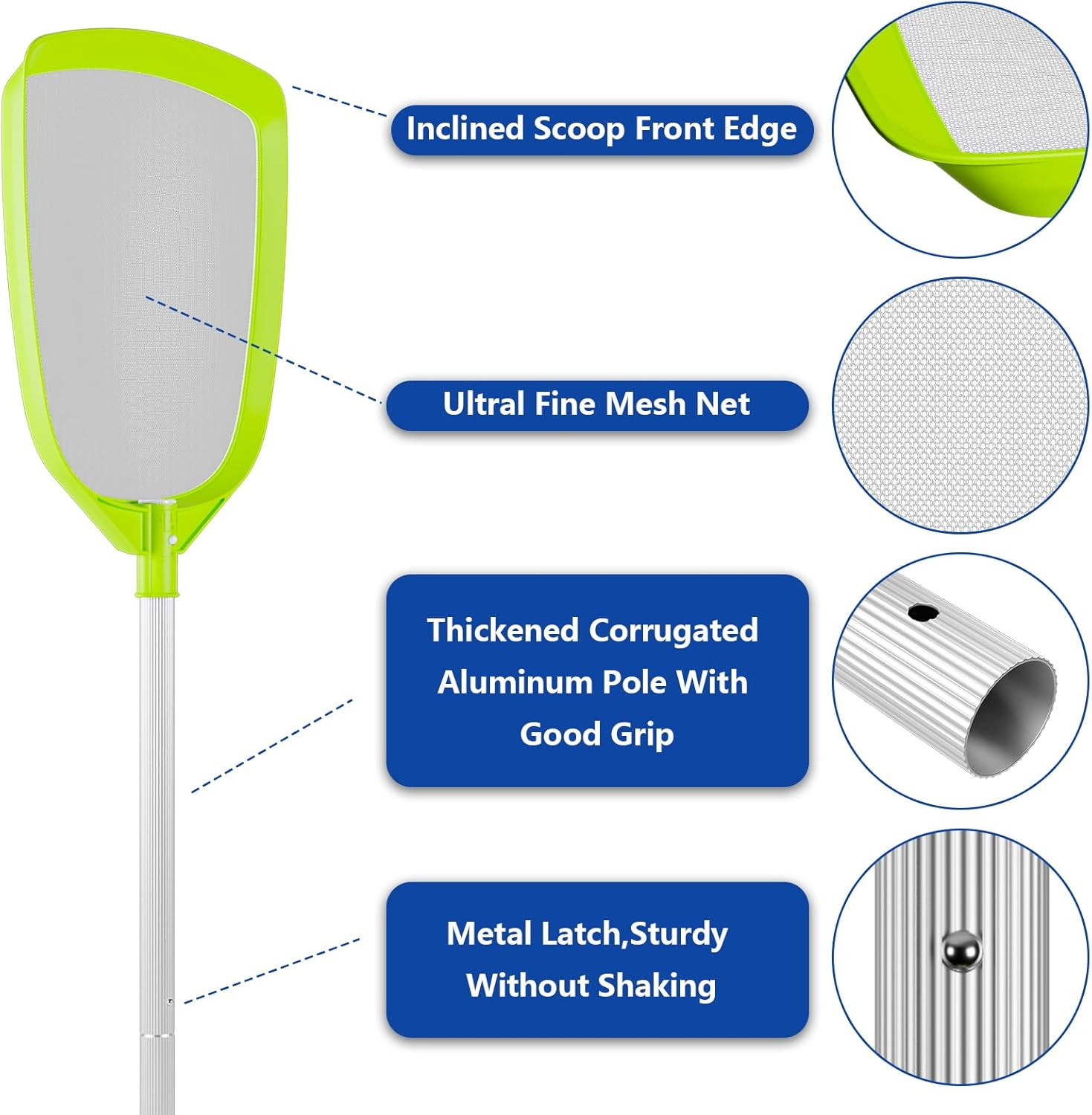 Sepetrel Pool Skimmer Net- Total Length 72 Inches Ultral Fine Mesh Rake with Pol