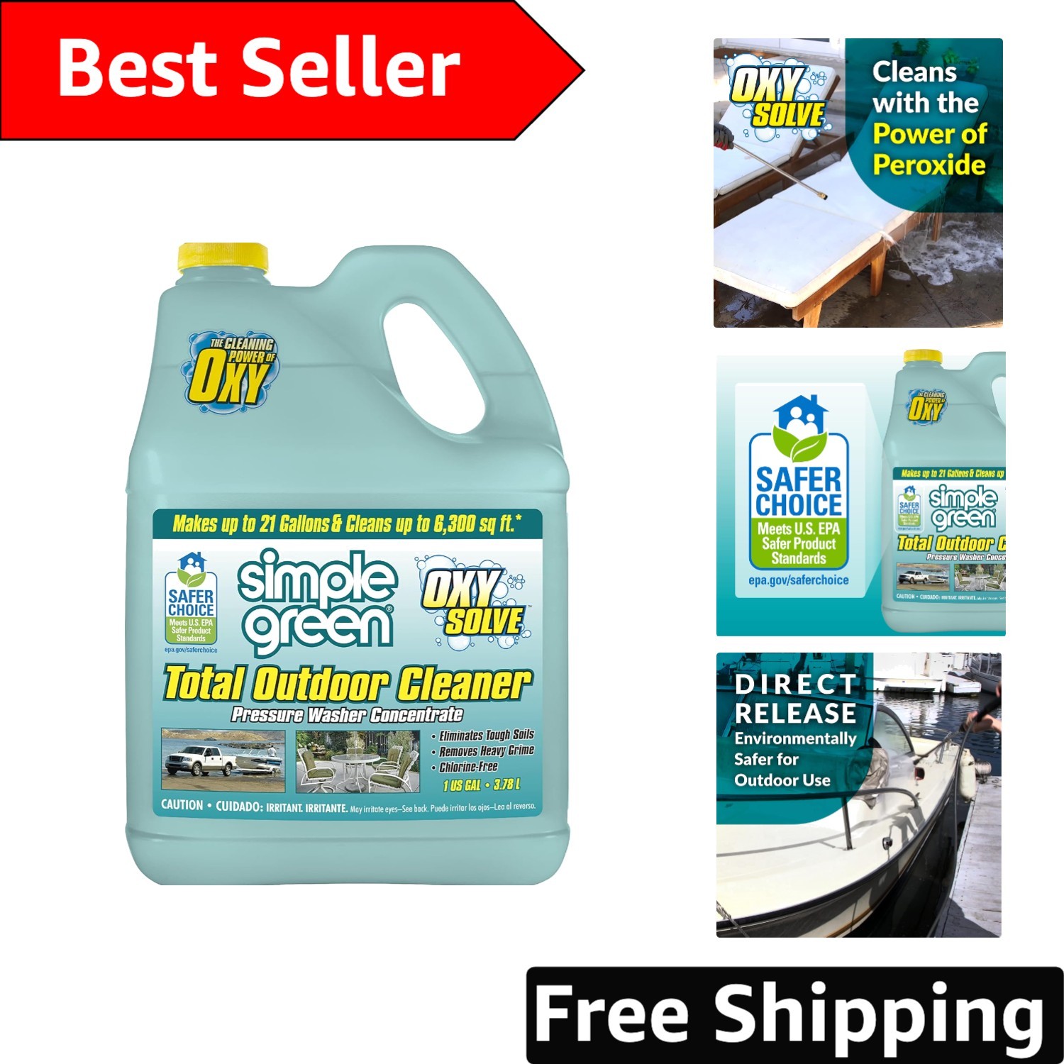Oxy Solve Total Outdoor Cleaner Concentrate, 1 Gallon, Eco-Friendly Cleaning