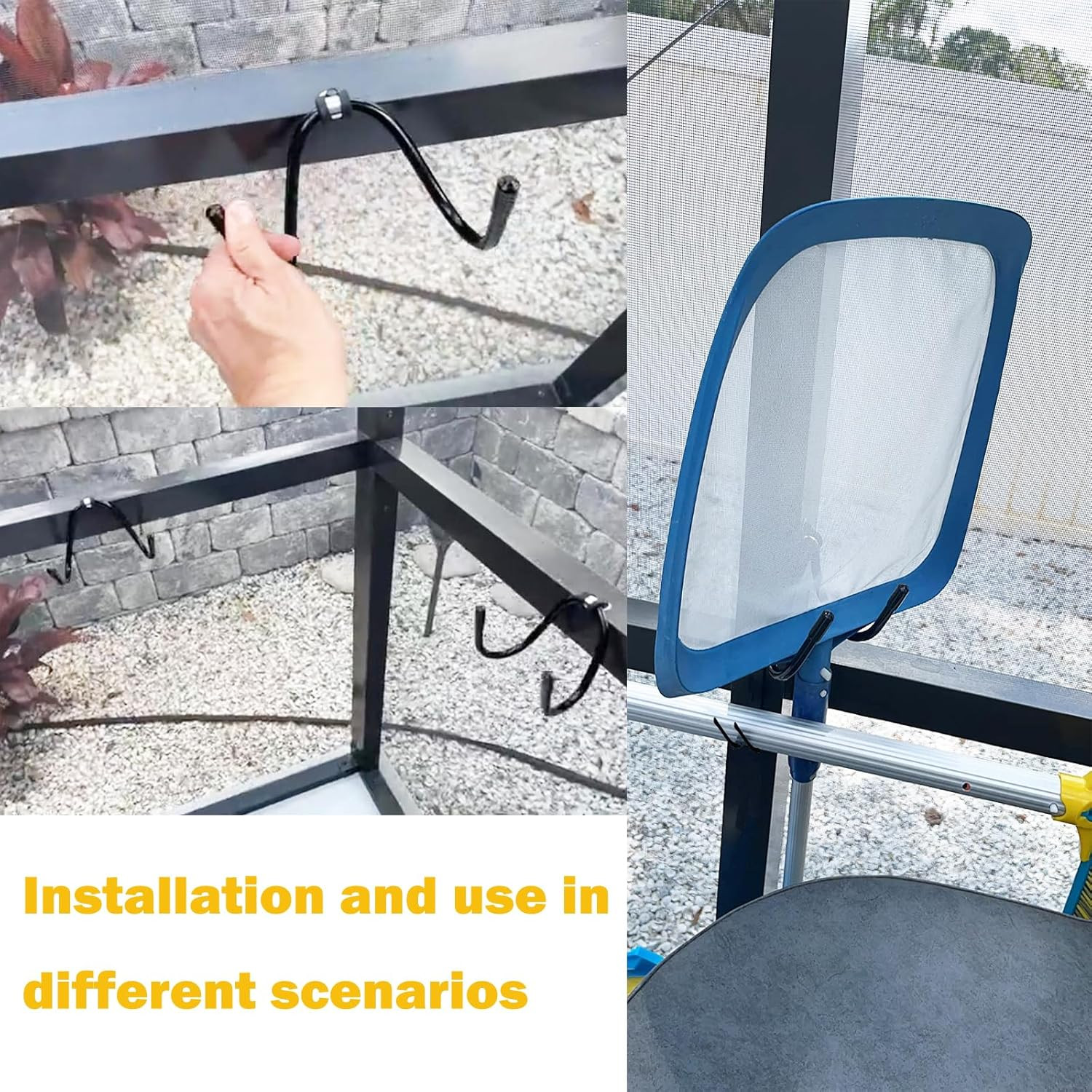 Non Rust Pool Pole Hangers – Ideal Pool Fence or Wall Mount Storage Hooks for P