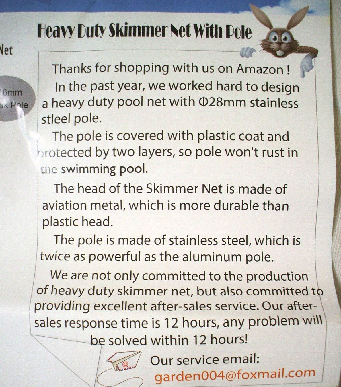 Heavy Duty Pool Skimmer Leaf Rake Net Cleaning Swimming Pool, 12ft Reach « New »