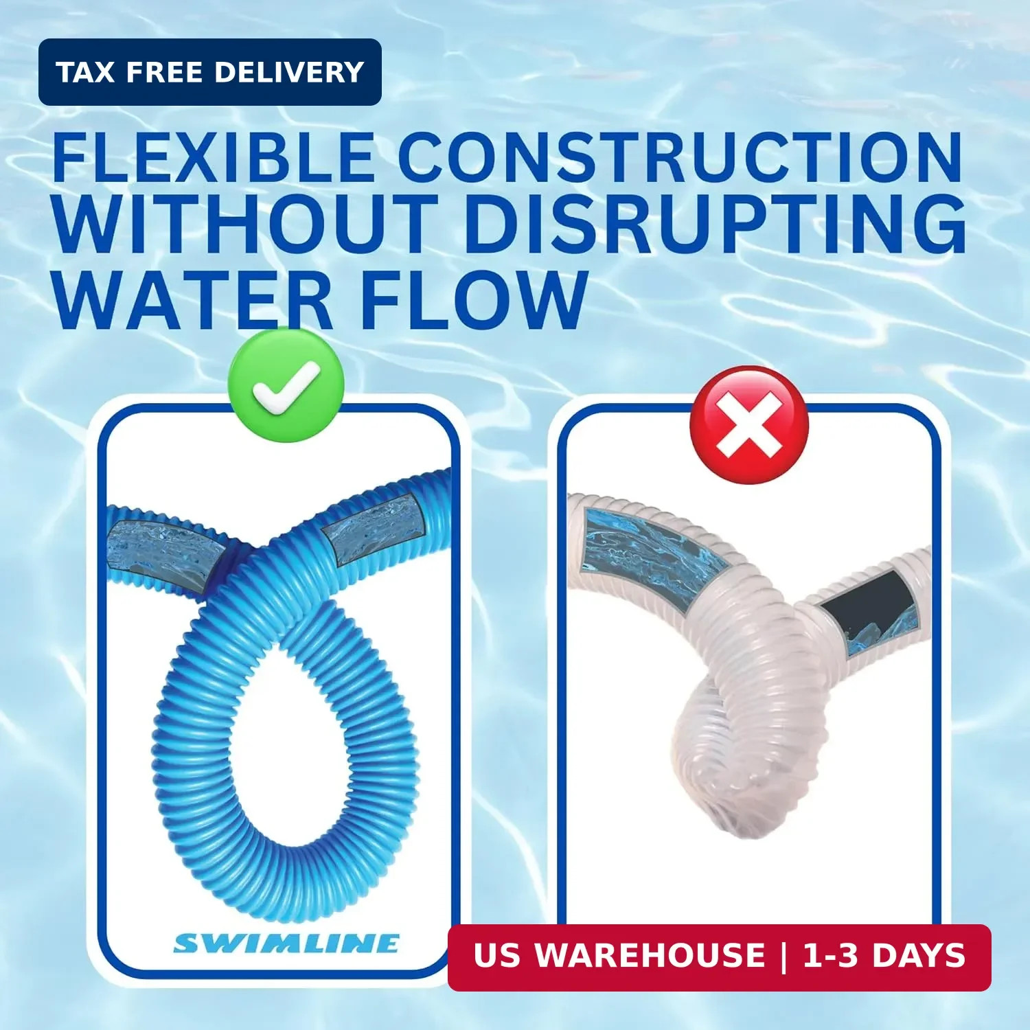SWIMLINE HYDROTOOLS Standard Swimming Pool Vacuum Hose 1.25&Prime; X 18&prime; For Inground