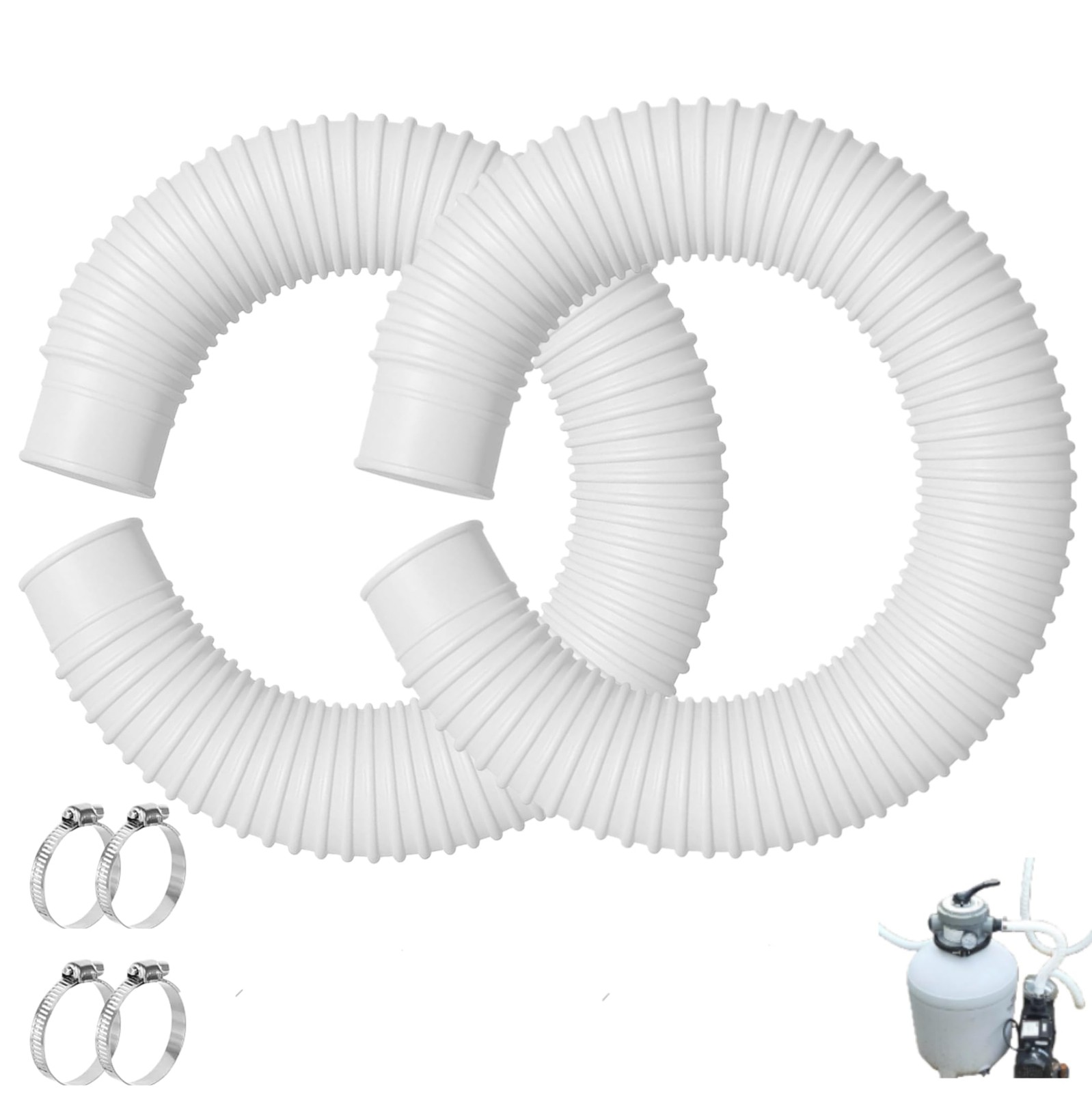 2 Pcks 1-1/2 Inch Pool Pump 1.5 inches x 16 inches, 1-1/2inch 2pack white
