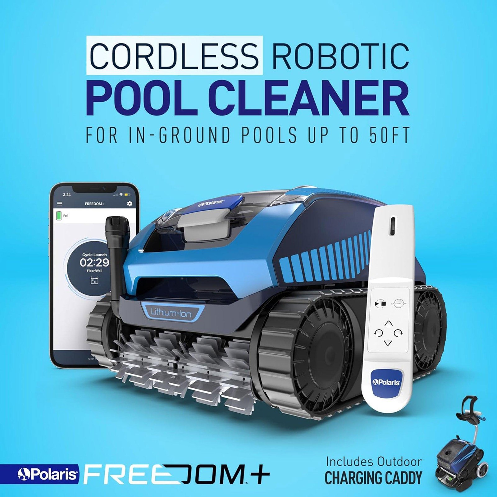 Polaris FREEDOM Plus Cordless Robotic Pool Cleaner with Hand-Held Remote Control