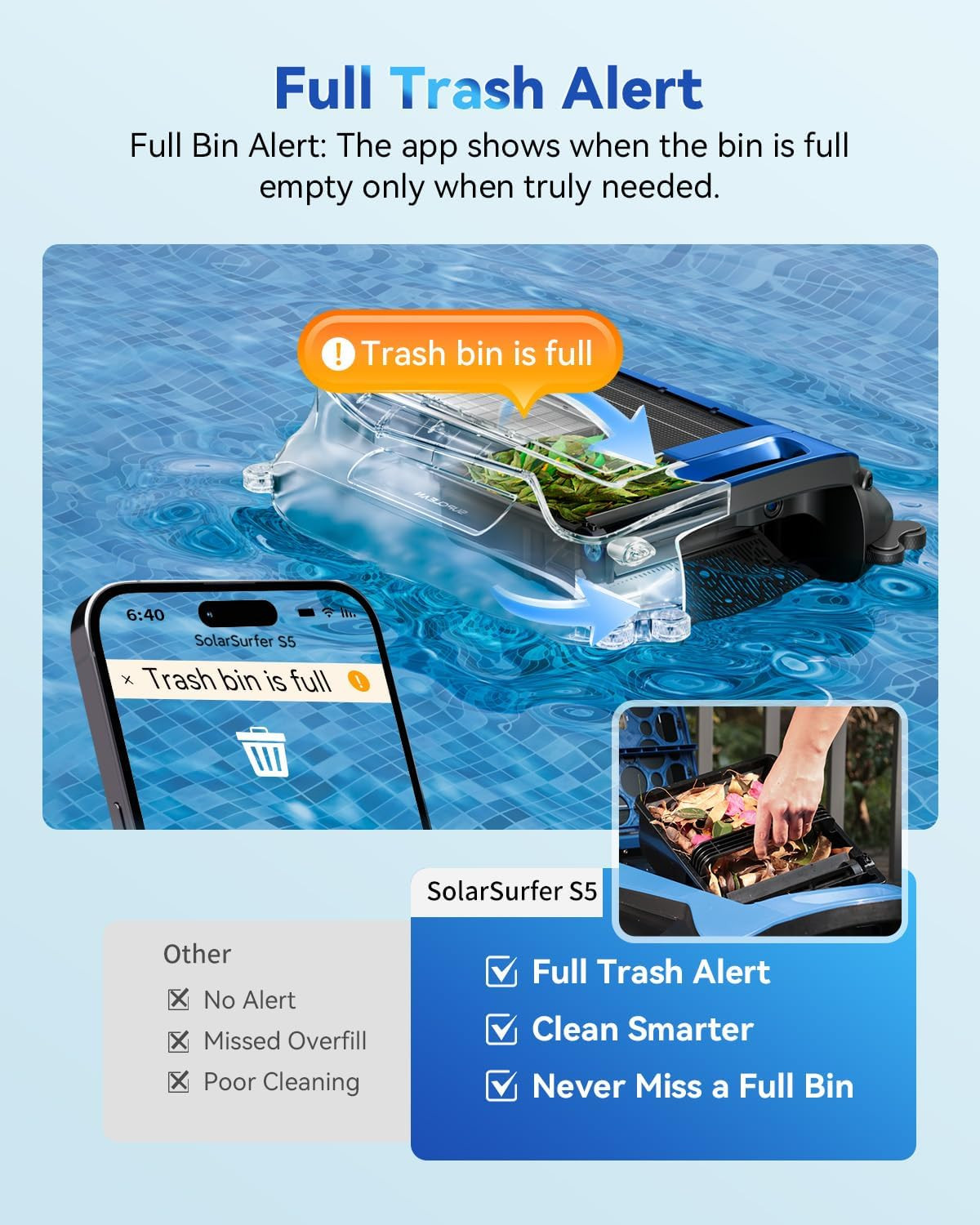 Smart Solar Pool Skimmer Robot with APP Control for Inground & Above Ground Pool