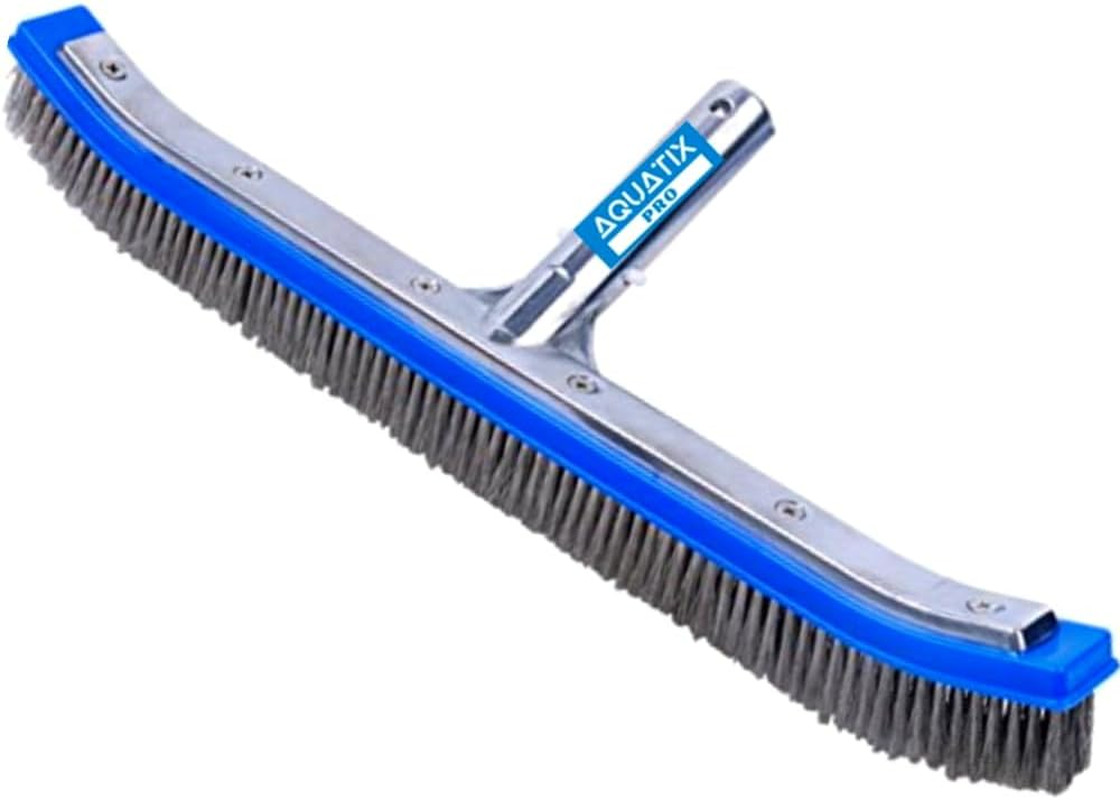 Aquatix Pro Pool Brush Head, 18&Prime; Heavy Duty for Cleaning Walls & Floors, Stainle