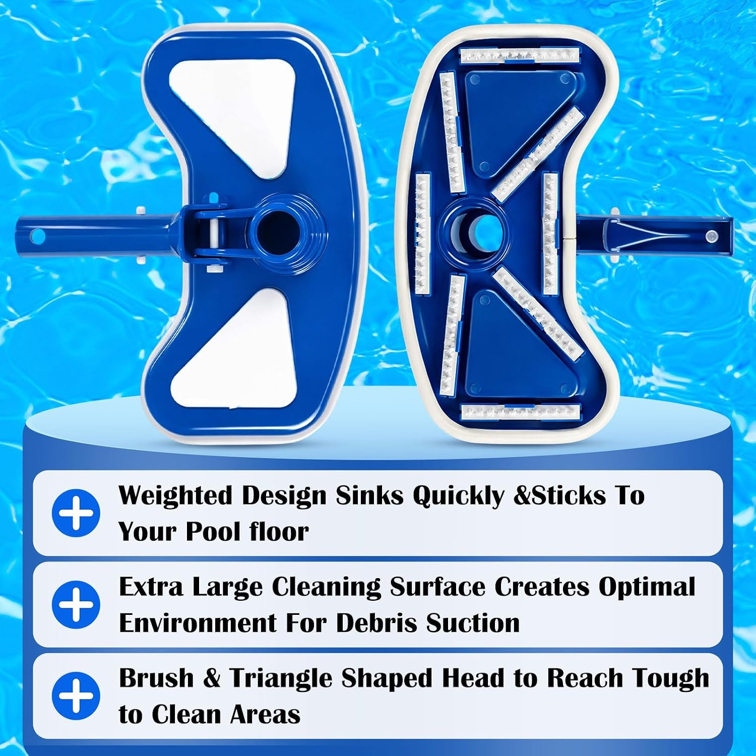 3-Piece Pool Cleaning Kit with Vacuum Head, Brushes, and Skimmer Net