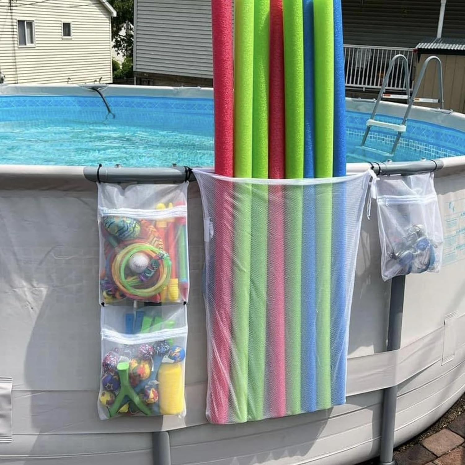 Poolside Mesh Storage Bags 4-Pack Toy Noodle Float Organization Durable Polye…