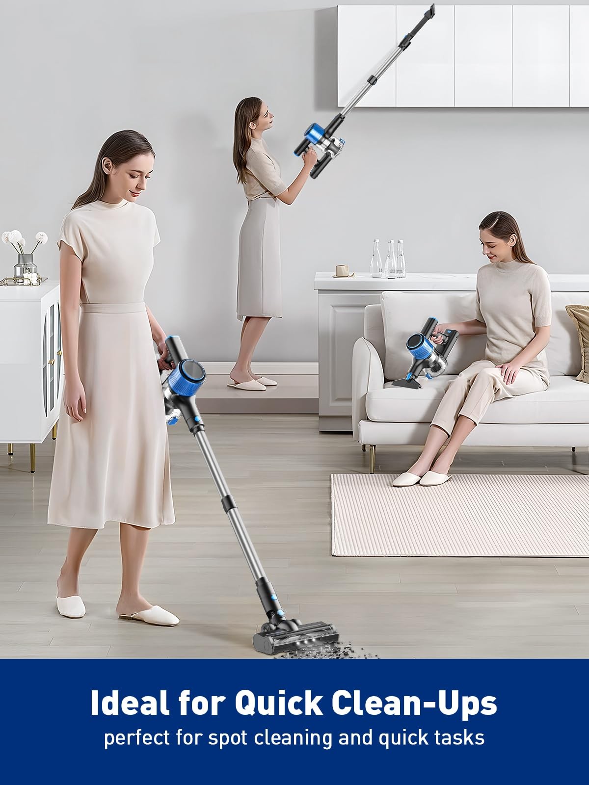 Cordless Vacuum Cleaner 8 in 1 Powerful Suction Lightweight Vacuum Cleaner fo…