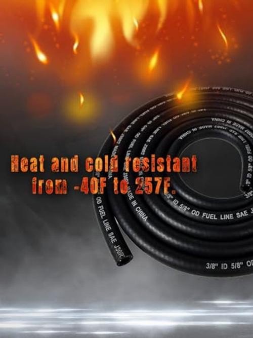 Fuel Line Hose 3/8 inch Gas Line Hose Rubber NBR SAE 30R7 6FT for 6 Feet