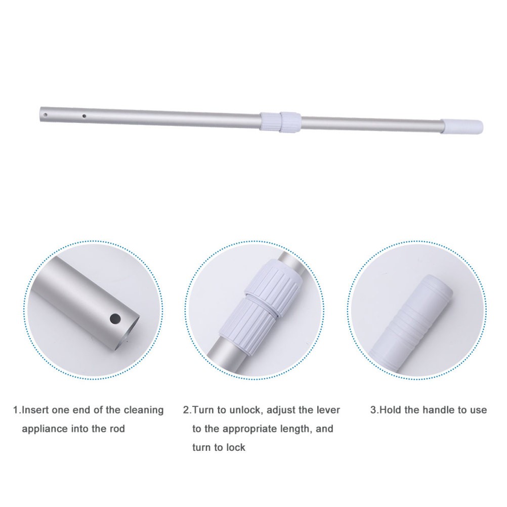 3 Set of Aluminum Cleaning Poles for Pool Lifesaving Equipment Silver