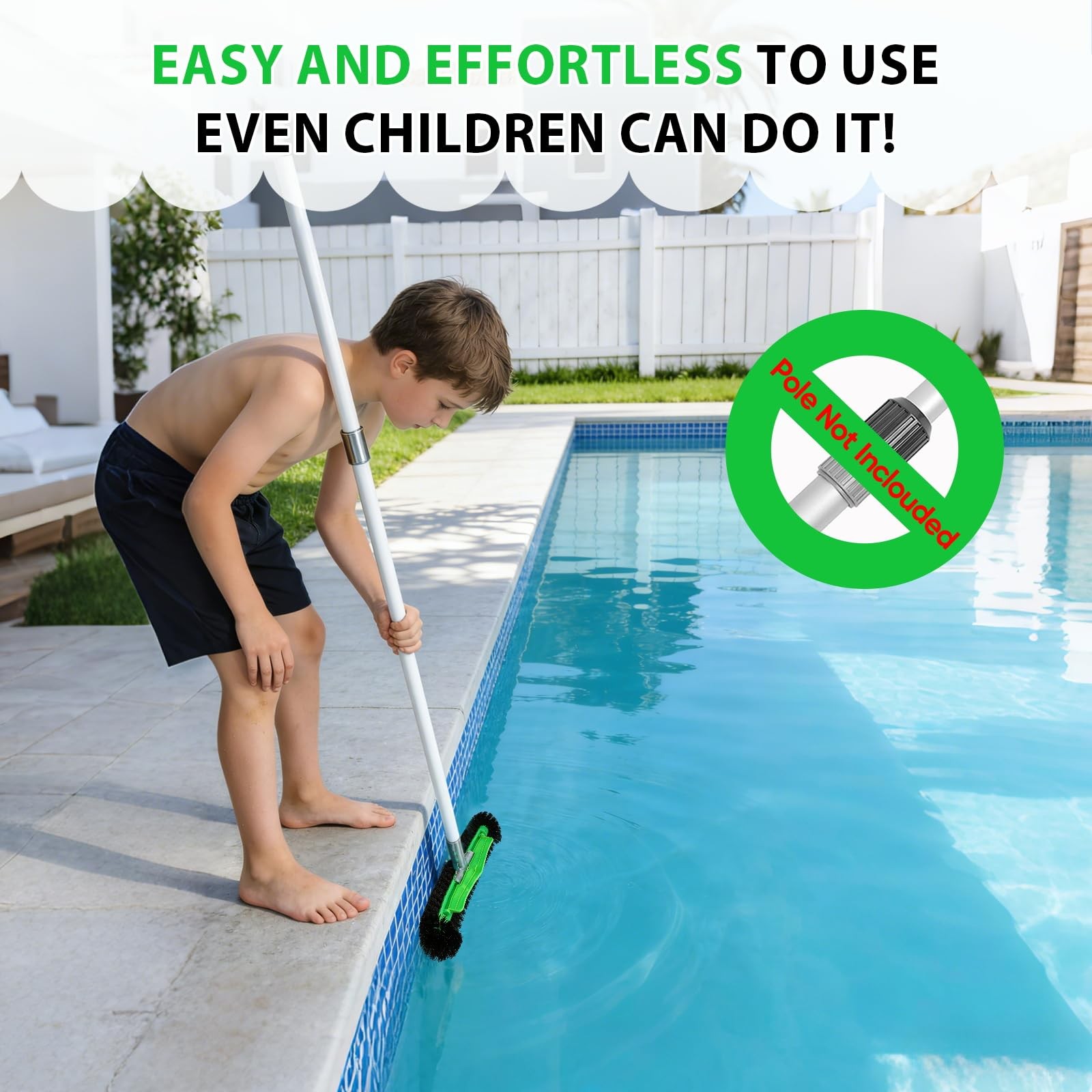 17.5&Prime; Heavy Duty Pool Brush for Inground & Above Ground Efficient Wall &