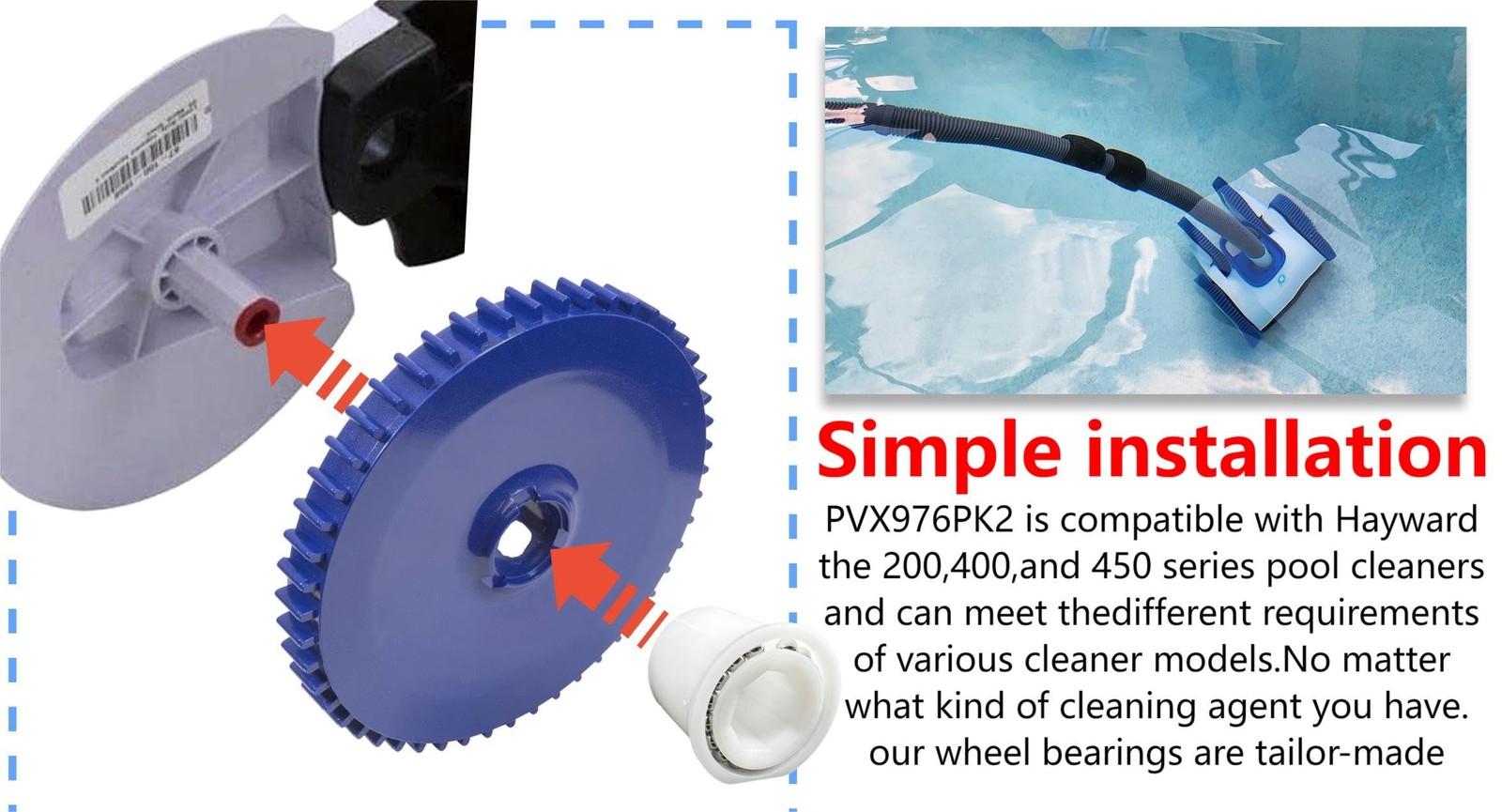 Pool Cleaner Bearing PVX976PK2 – Made of 316 Stainless Steel for Hayward, Aqu…