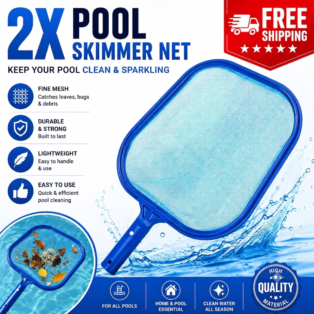 2 Pack Swimming Pool Skimmer Net Fine Mesh Leaf Rake Cleaner Spa Pond Tool Heads