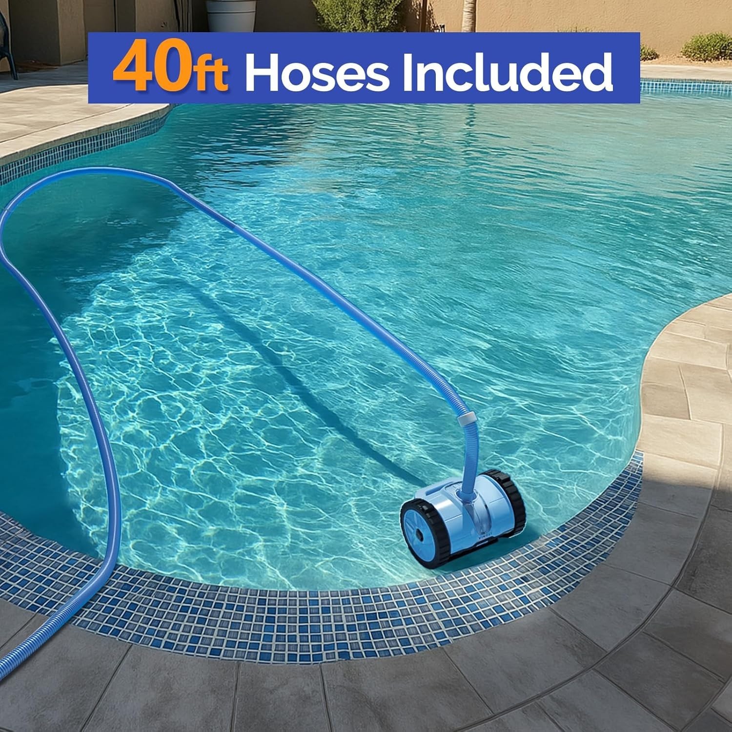 Automatic Pool Vacuum Cleaner Inground & Above-Ground Heavy-Duty 39ft Hose