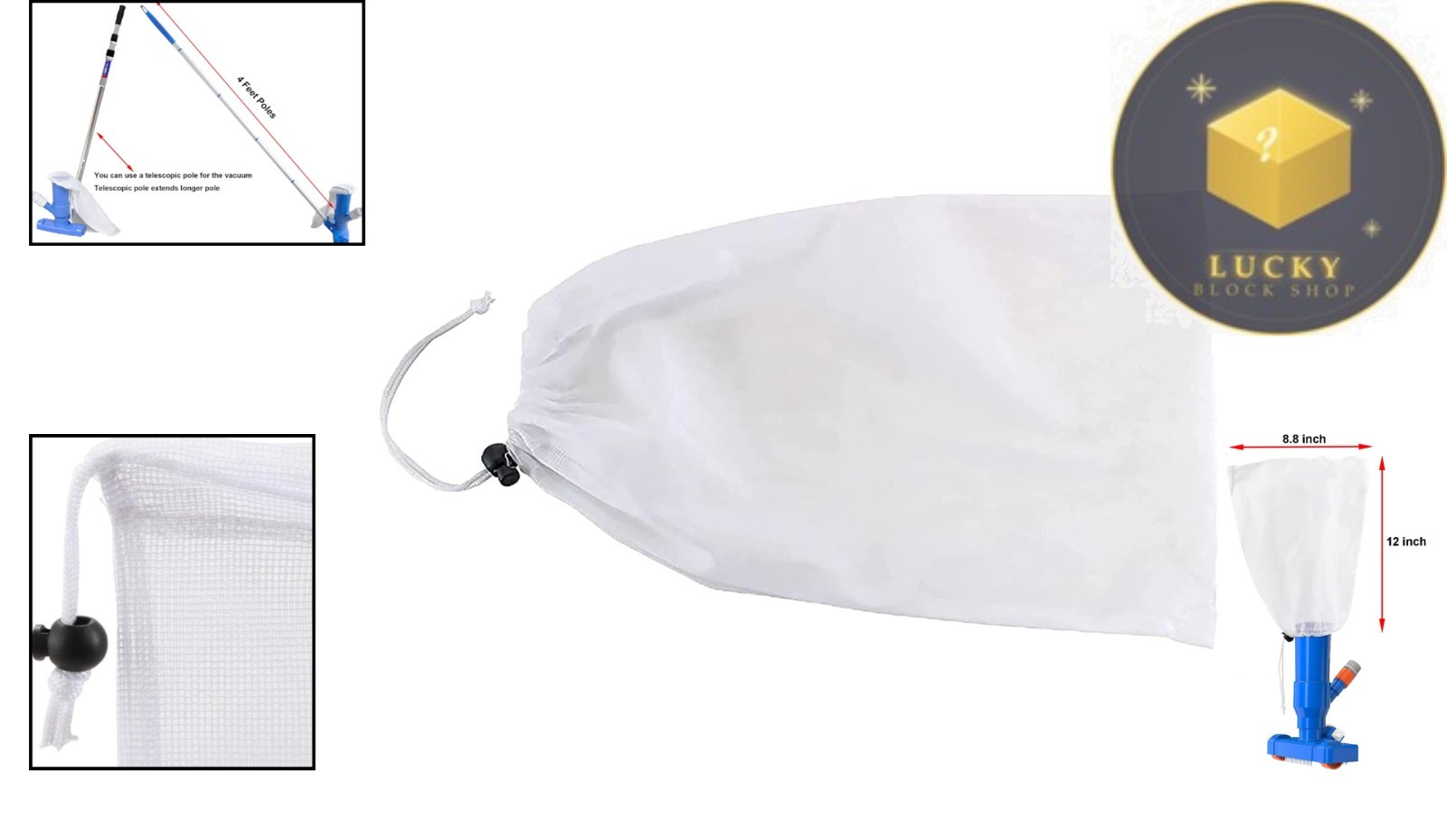 Efficient Debris Collection Bag for Pool Spa Jet Vacuum – Easy Pull-N-Lock