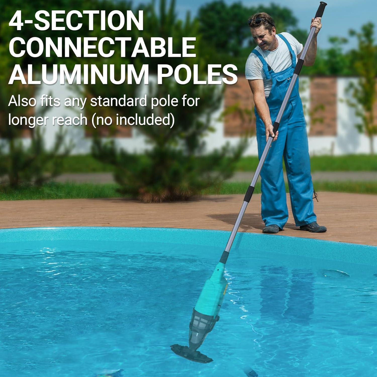 Pool Vacuum for above Ground Pool, 18GPM Powerful Suction/87” Extension Pole/60M